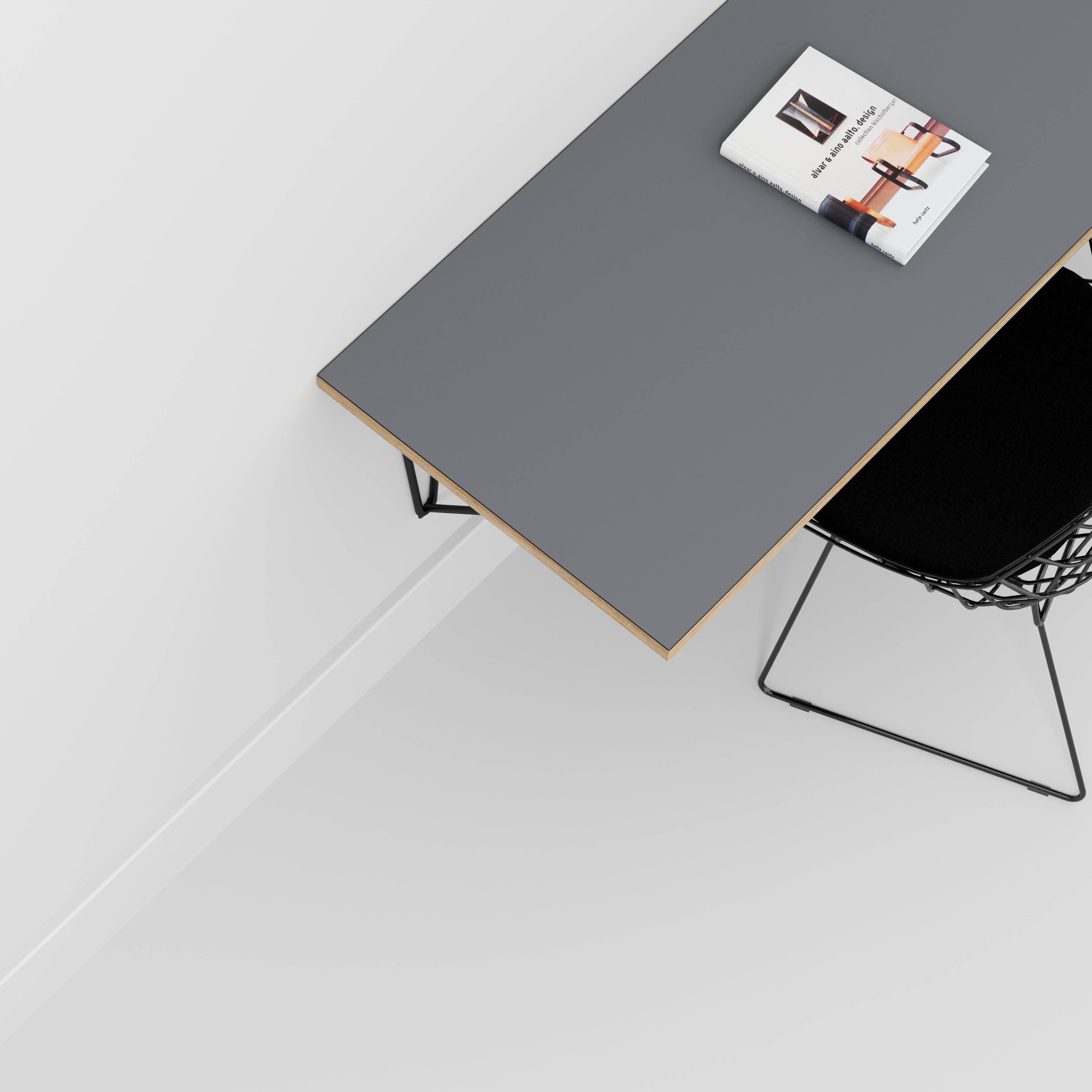 Wall Desk with Black Prism Brackets - Formica Tornado Grey - 1200(w) x 500(d)