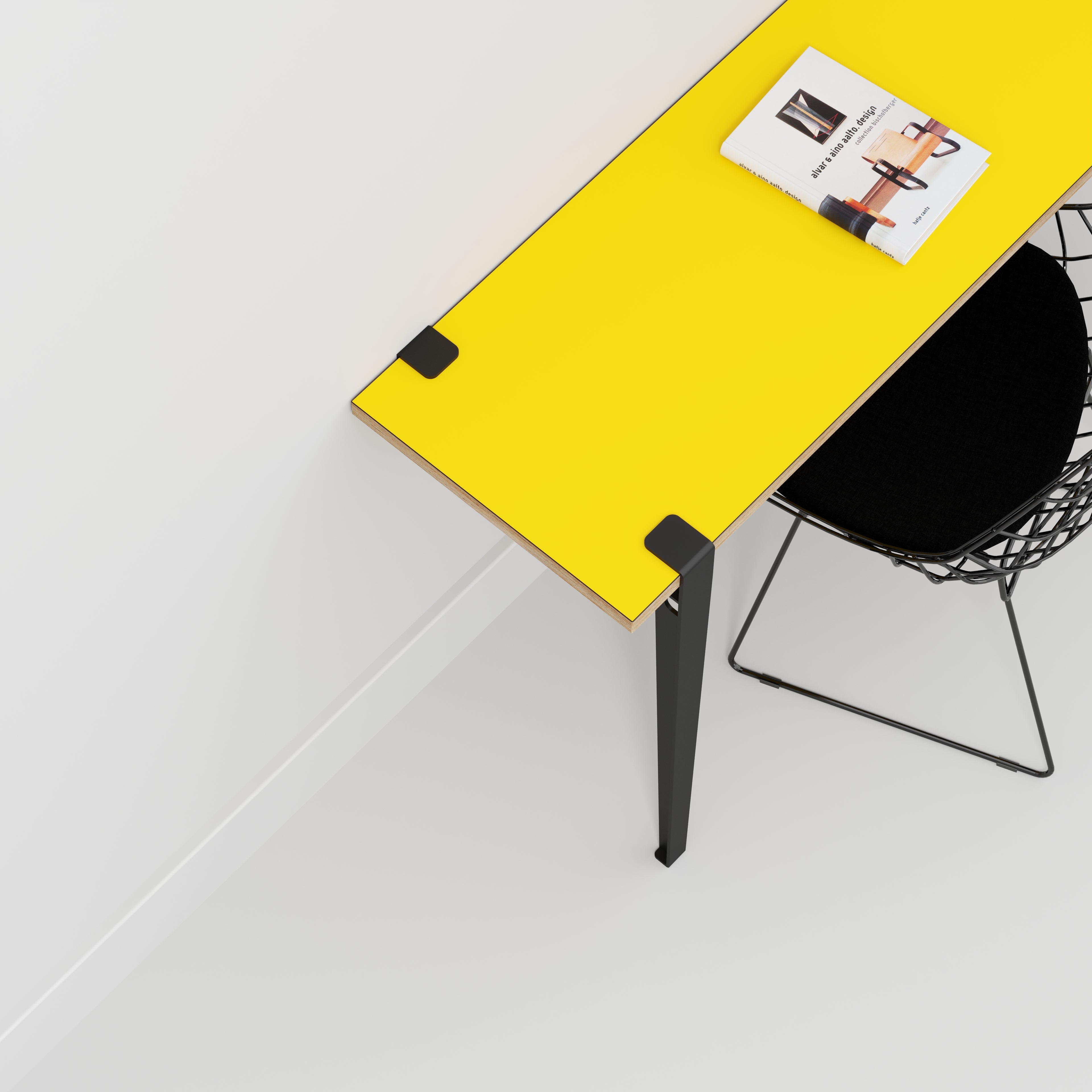 Wall Desk with Black Tiptoe Legs and Brackets - Formica Chrome Yellow - 1200(w) x 400(d) x 750(h)