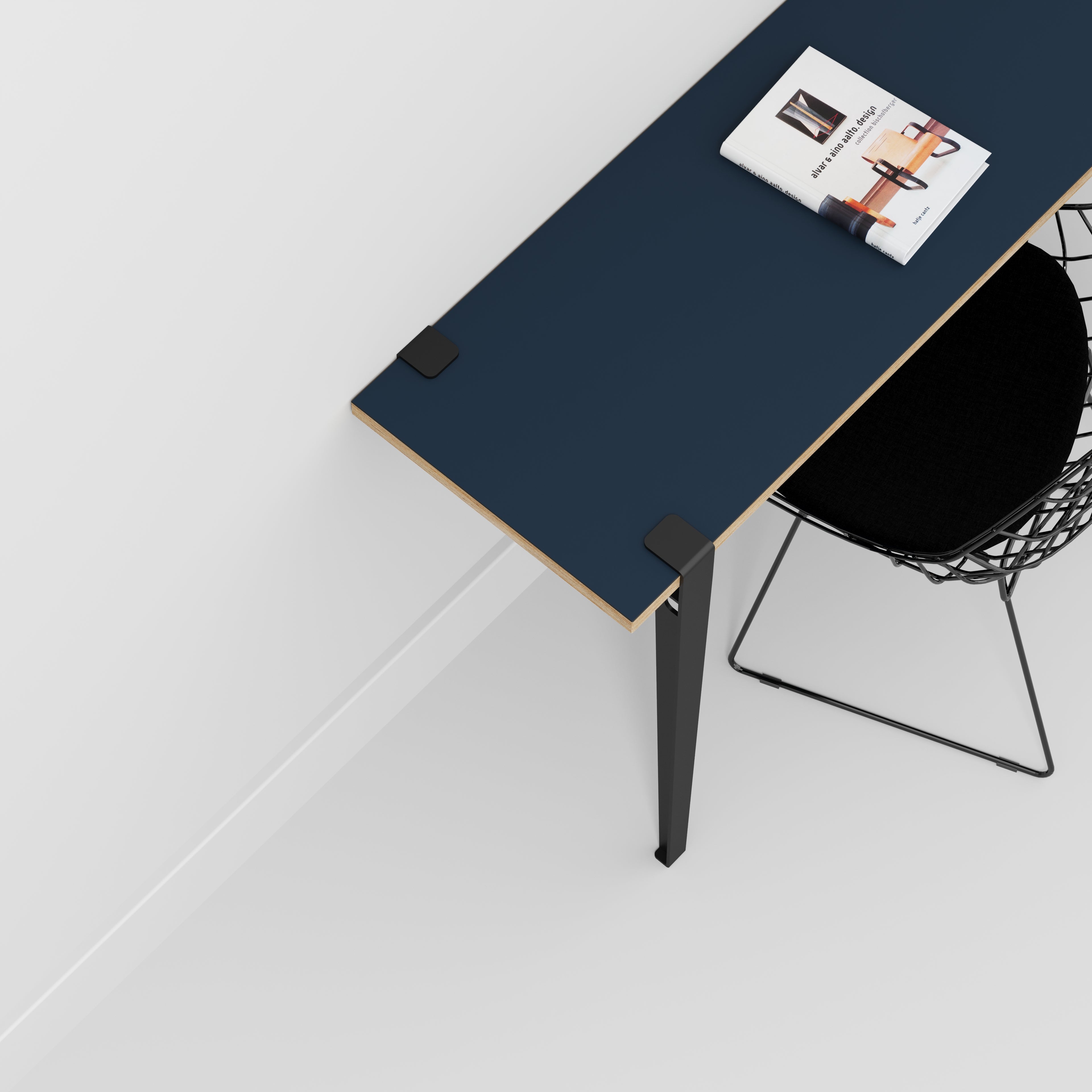 Wall Desk with Black Tiptoe Legs and Brackets - Formica Night Sea Blue - 1200(w) x 400(d) x 750(h)