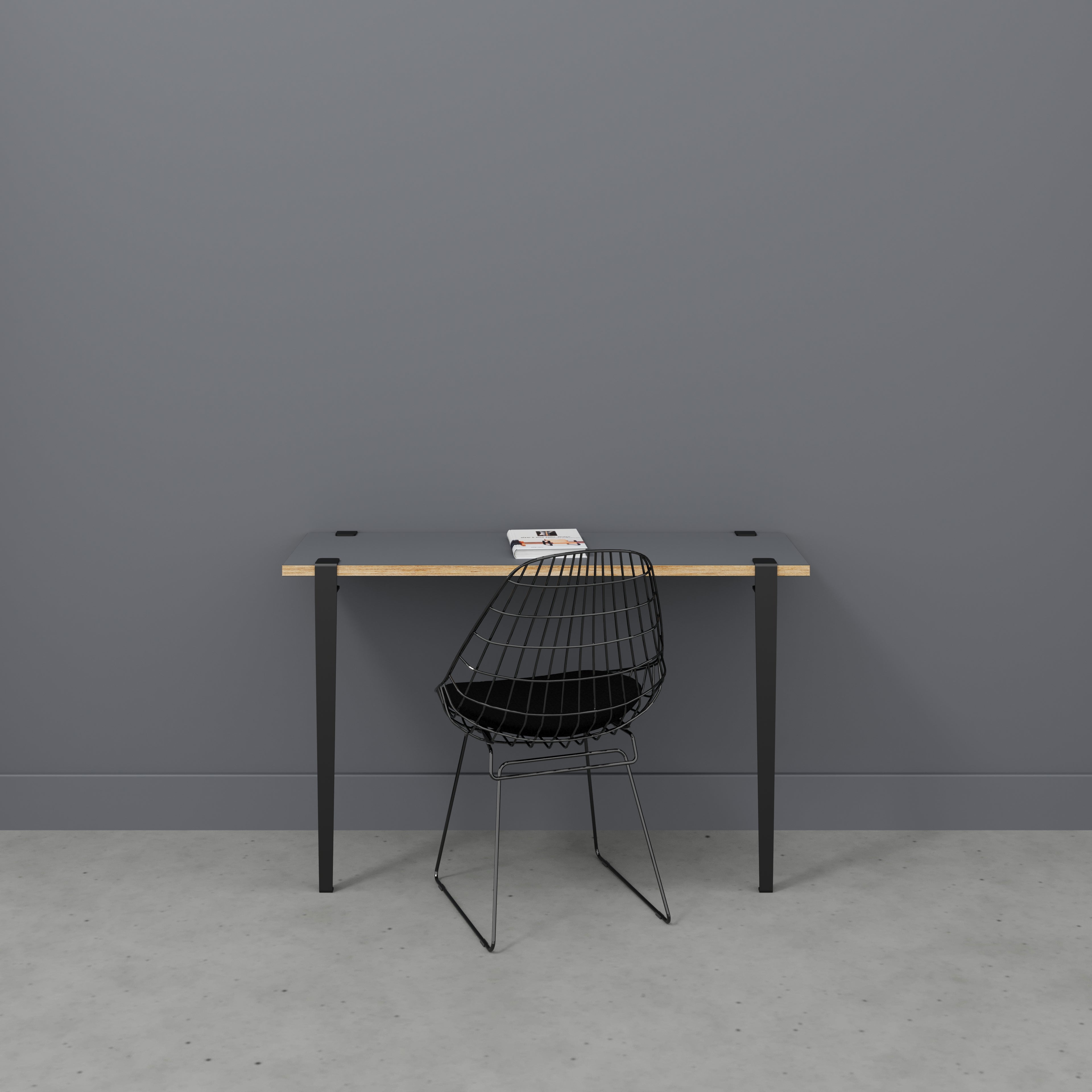 Wall Desk with Black Tiptoe Legs and Brackets - Formica Tornado Grey - 1200(w) x 400(d) x 750(h)