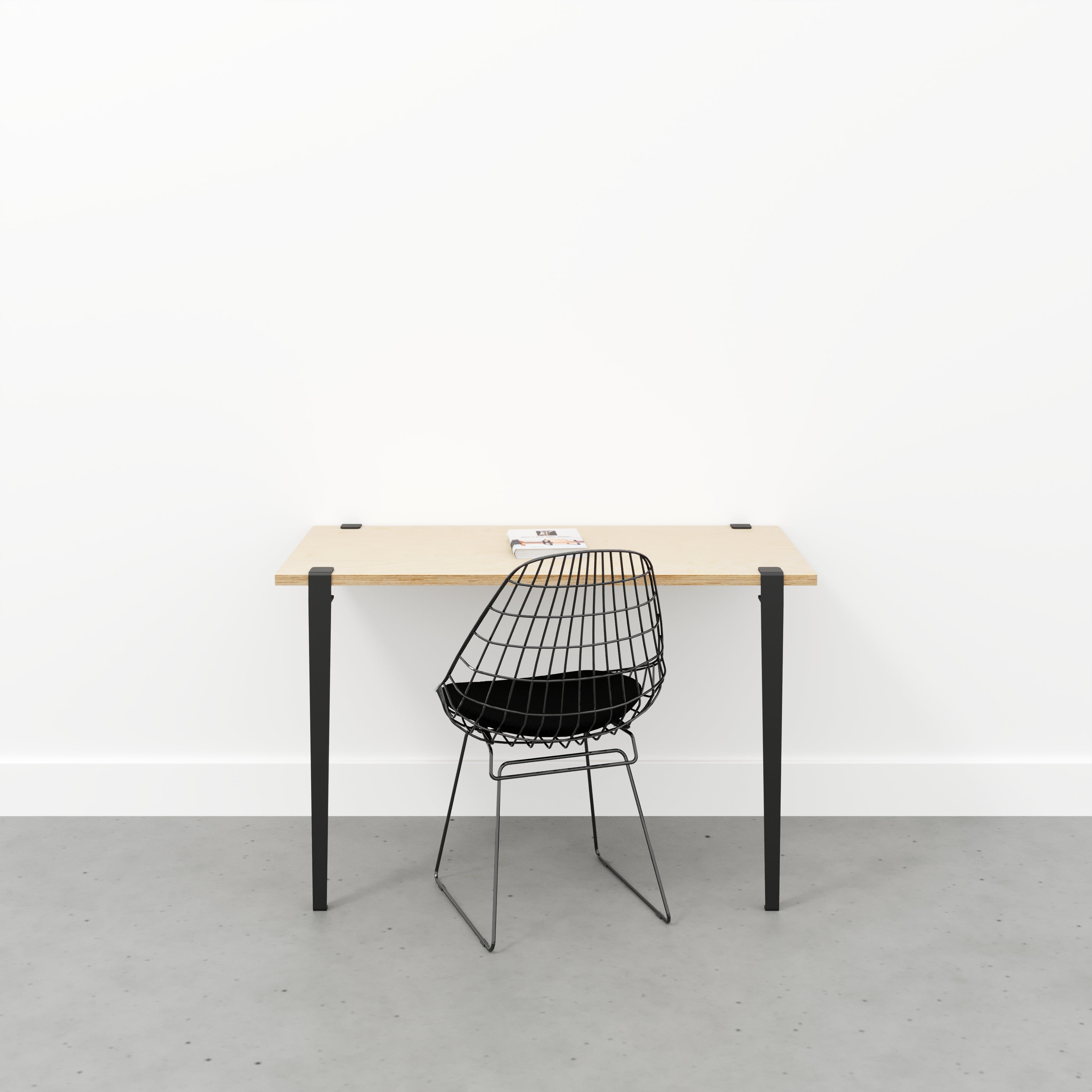 Wall Desk with Black Tiptoe Legs and Brackets - Plywood Birch - 1200(w) x 600(d) x 750(h)