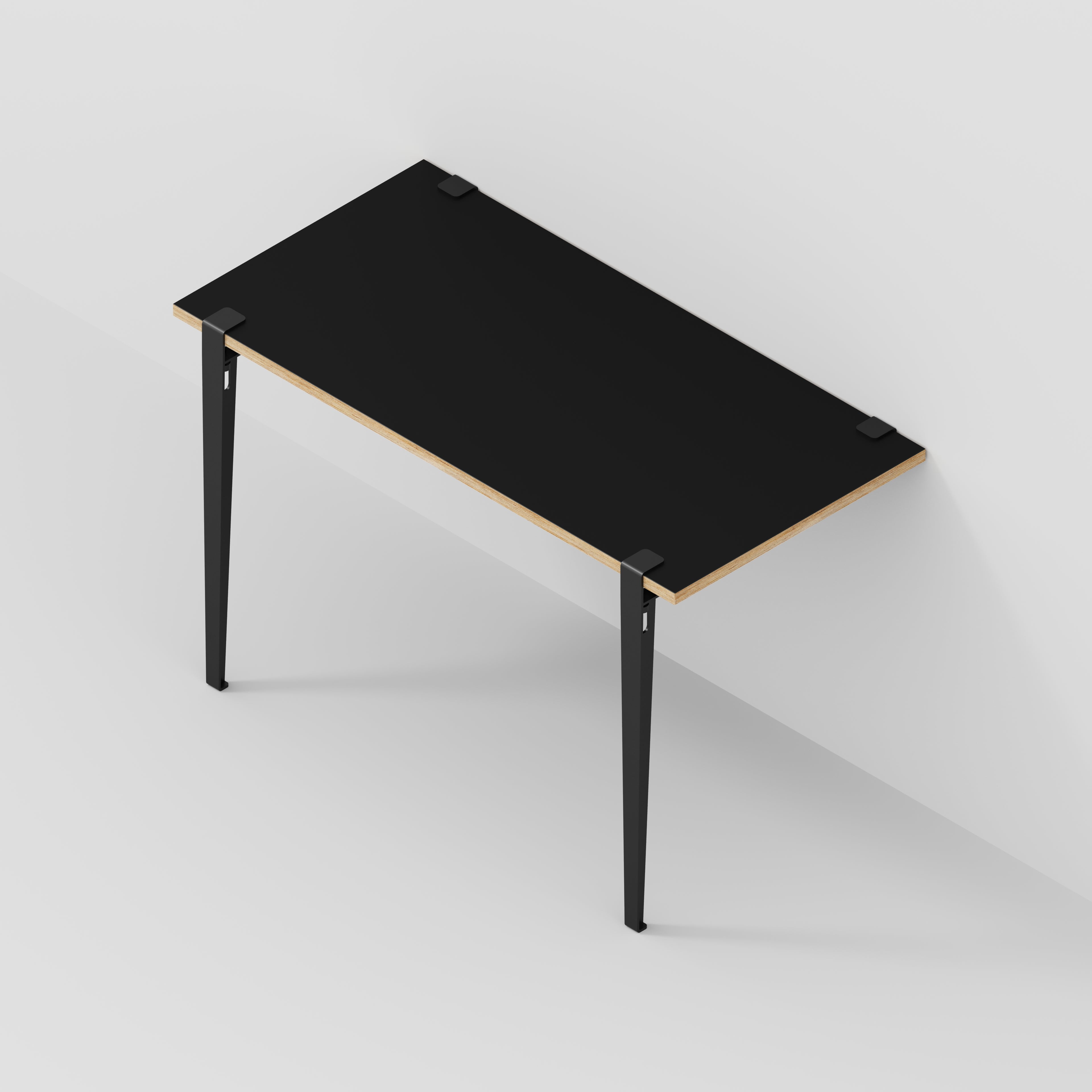 Wall Desk with Black Tiptoe Legs and Brackets - Formica Diamond Black - 1200(w) x 600(d) x 750(h)