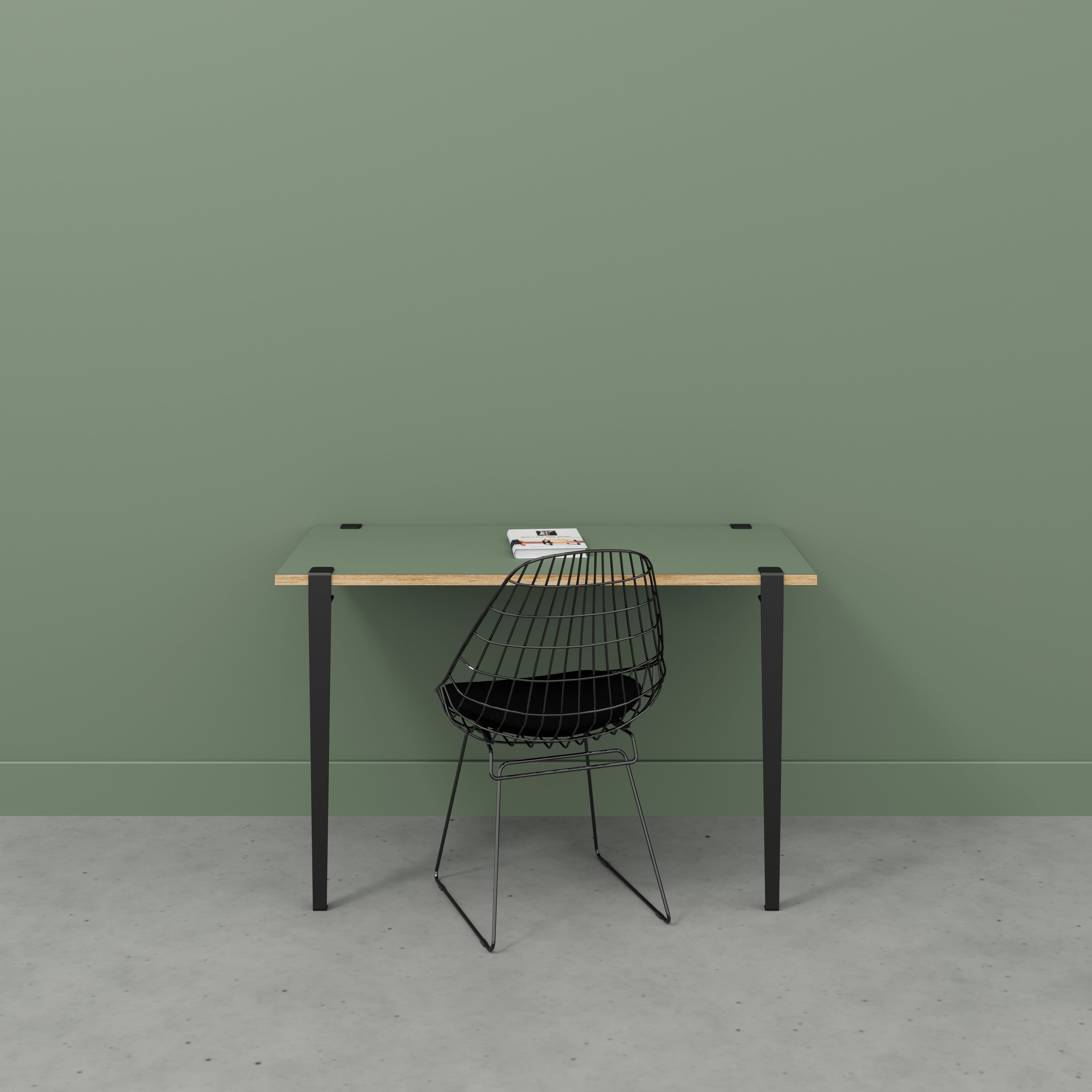 Wall Desk with Black Tiptoe Legs and Brackets - Formica Green Slate - 1200(w) x 600(d) x 750(h)