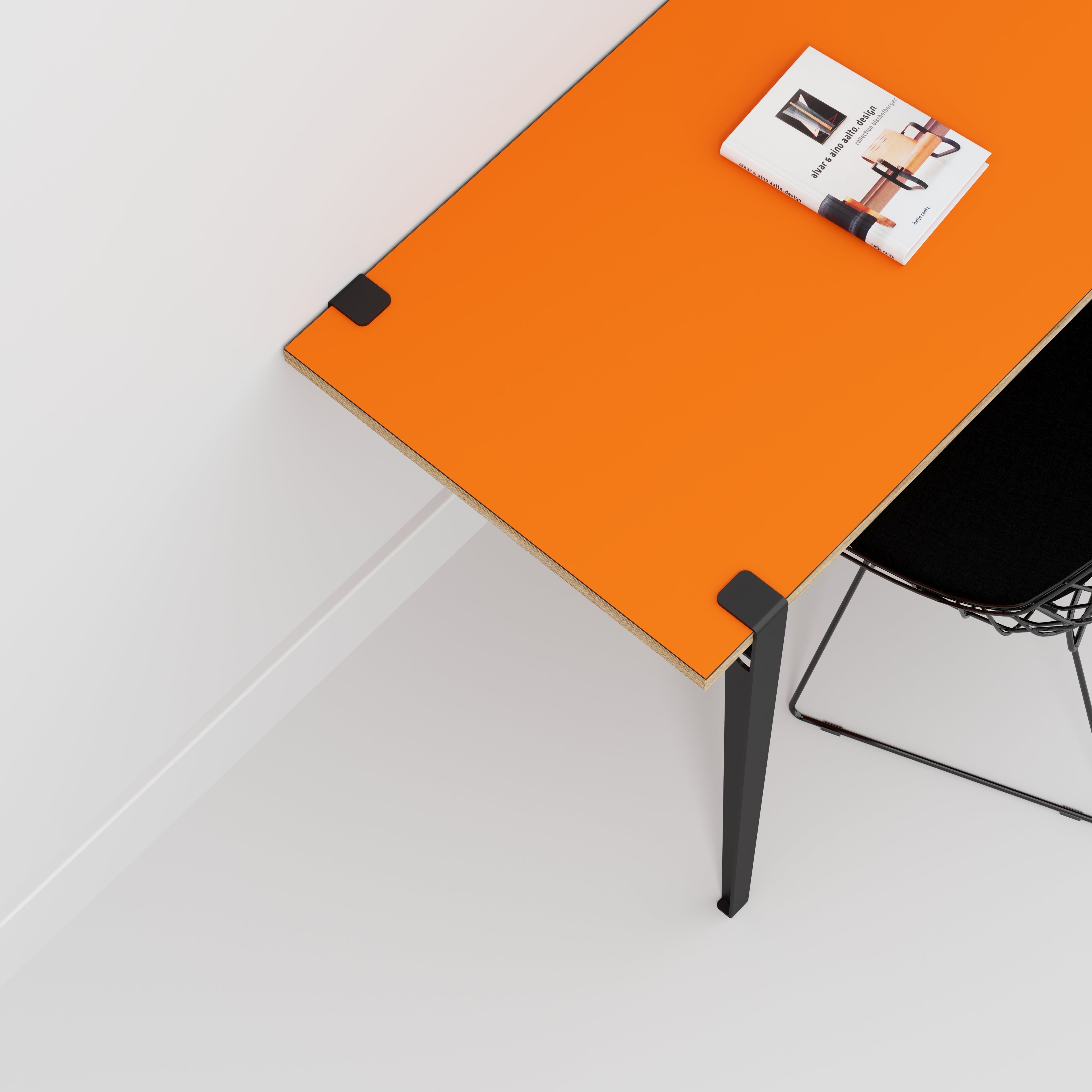 Wall Desk with Black Tiptoe Legs and Brackets - Formica Levante Orange - 1200(w) x 600(d) x 750(h)