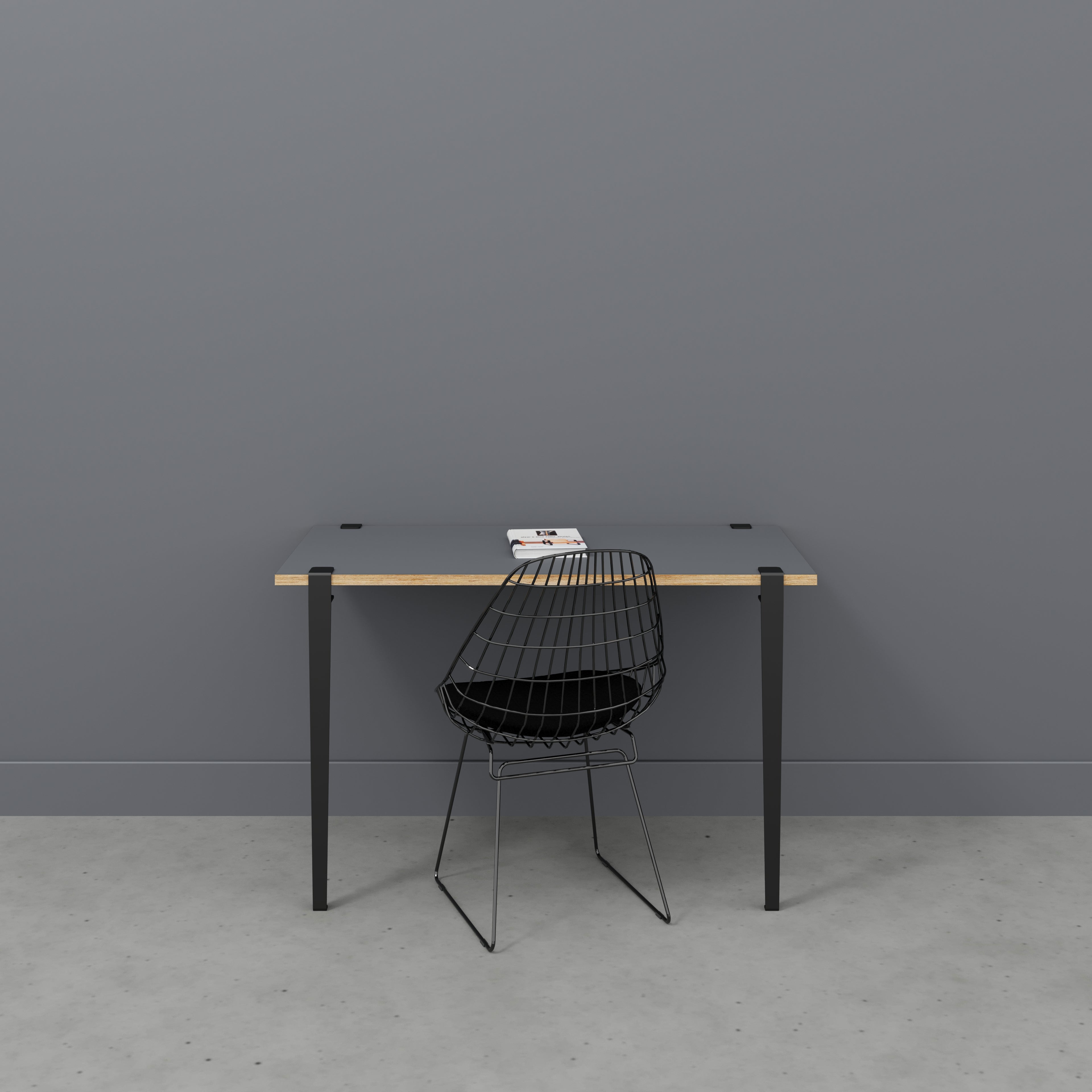 Wall Desk with Black Tiptoe Legs and Brackets - Formica Tornado Grey - 1200(w) x 600(d) x 750(h)