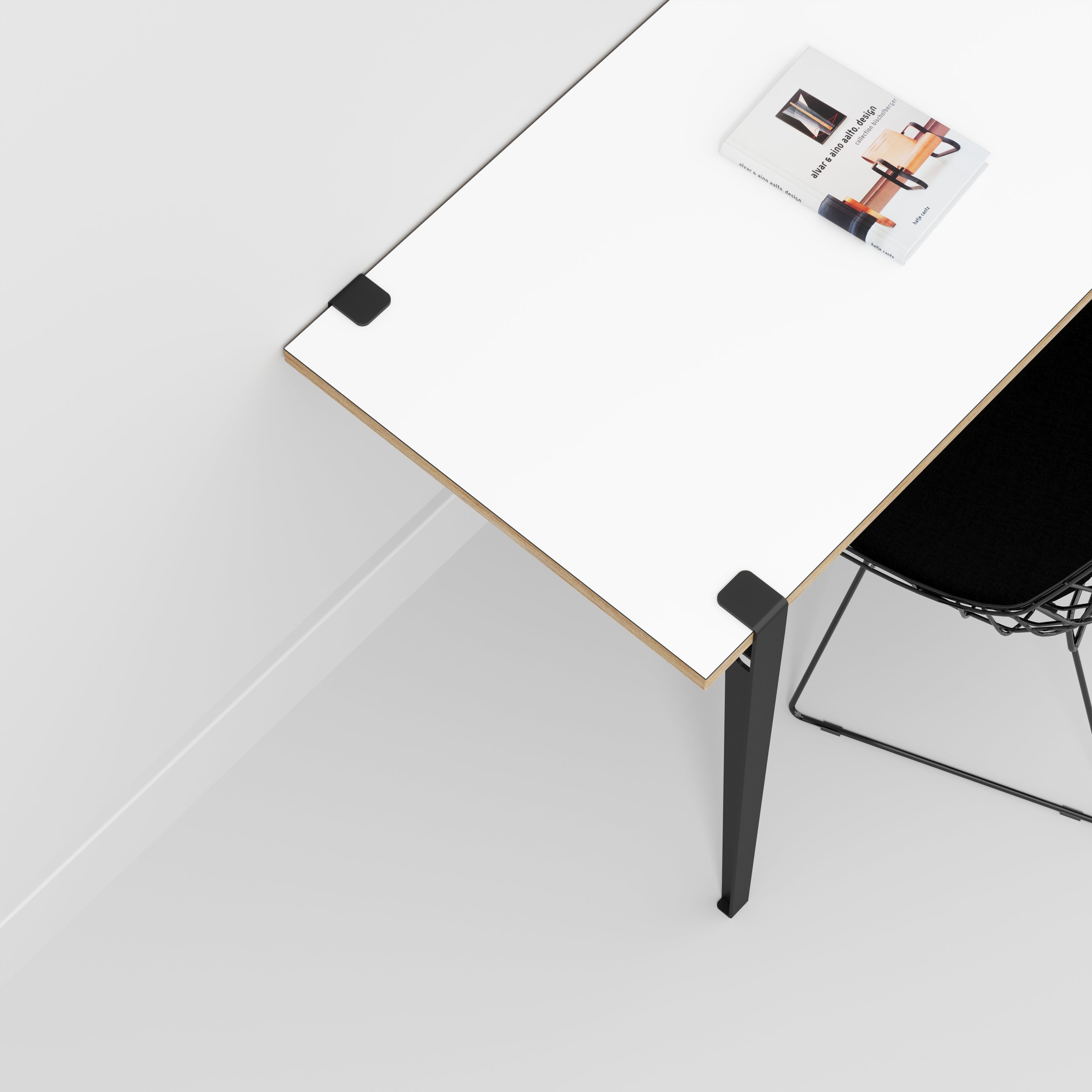 Wall Desk with Black Tiptoe Legs and Brackets - Formica White - 1200(w) x 600(d) x 750(h)