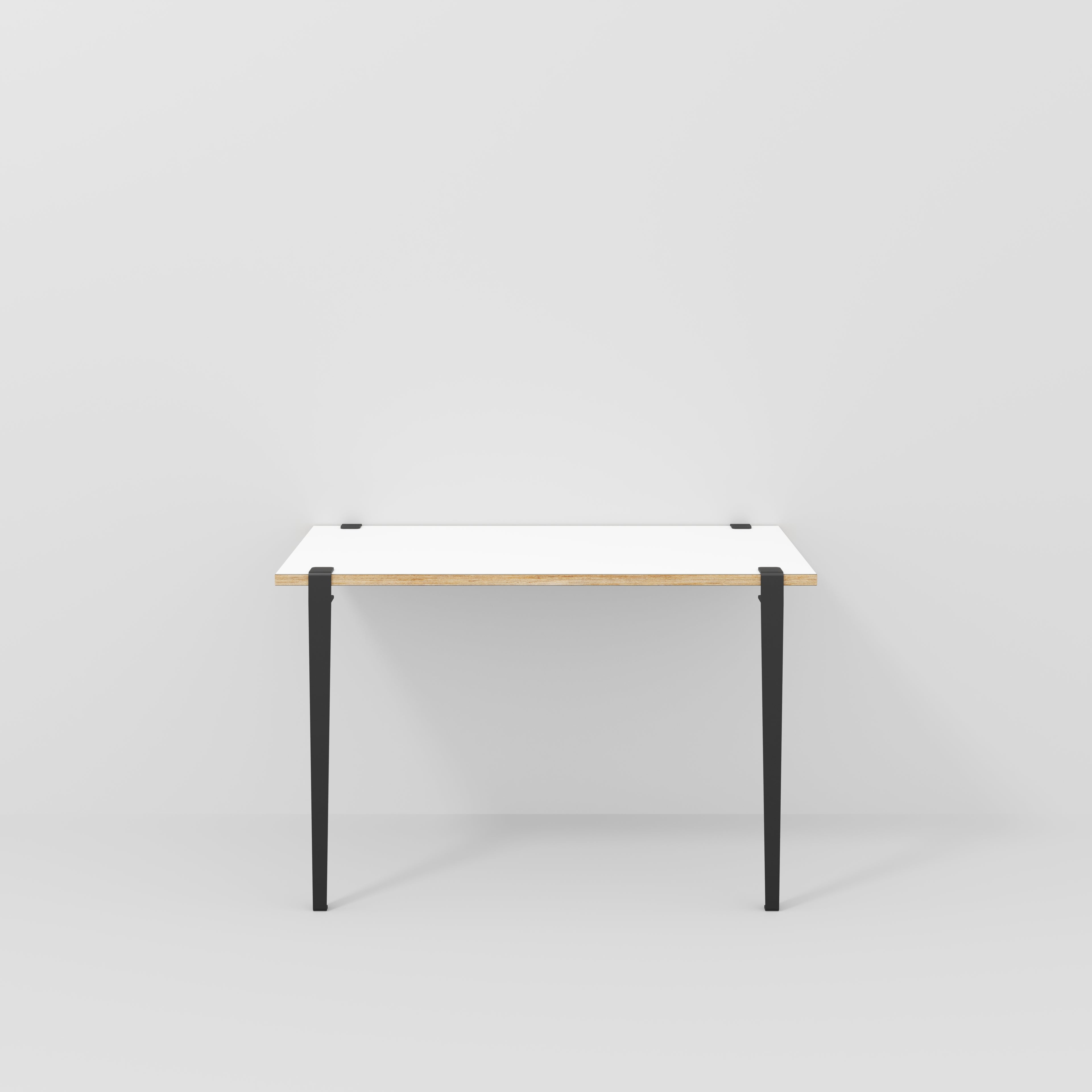 Wall Desk with Black Tiptoe Legs and Brackets - Formica White - 1200(w) x 600(d) x 750(h)