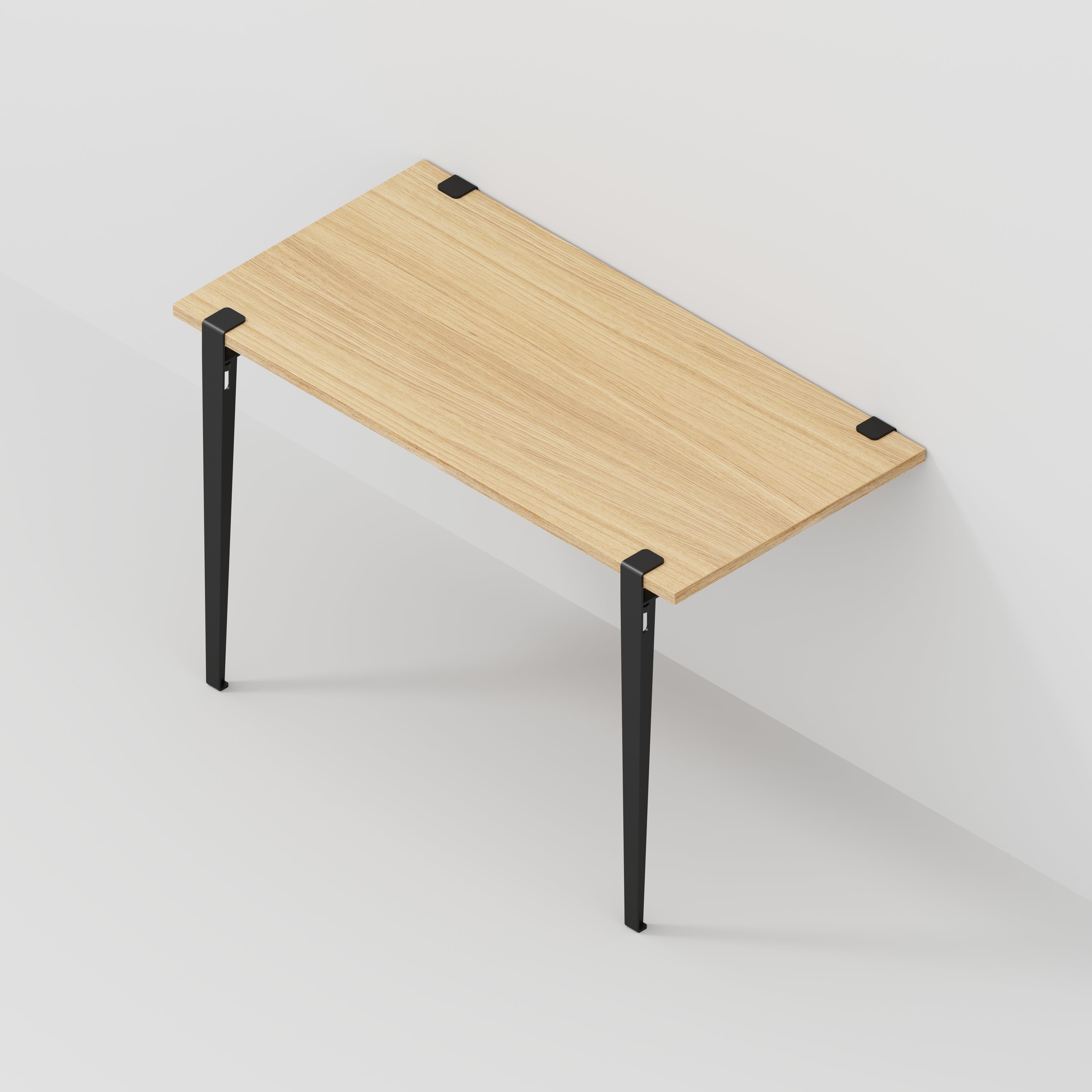 Wall Desk with Black Tiptoe Legs and Brackets - Plywood Oak - 1200(w) x 600(d) x 750(h)