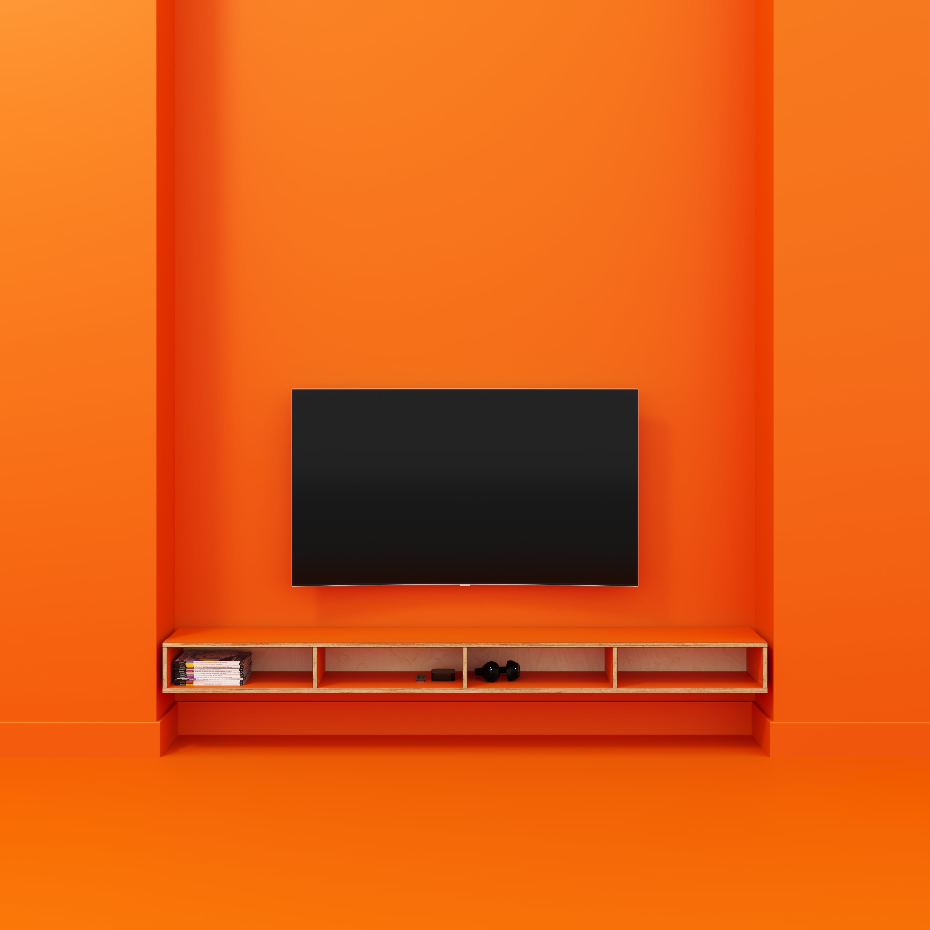 orange wall hung tv unit