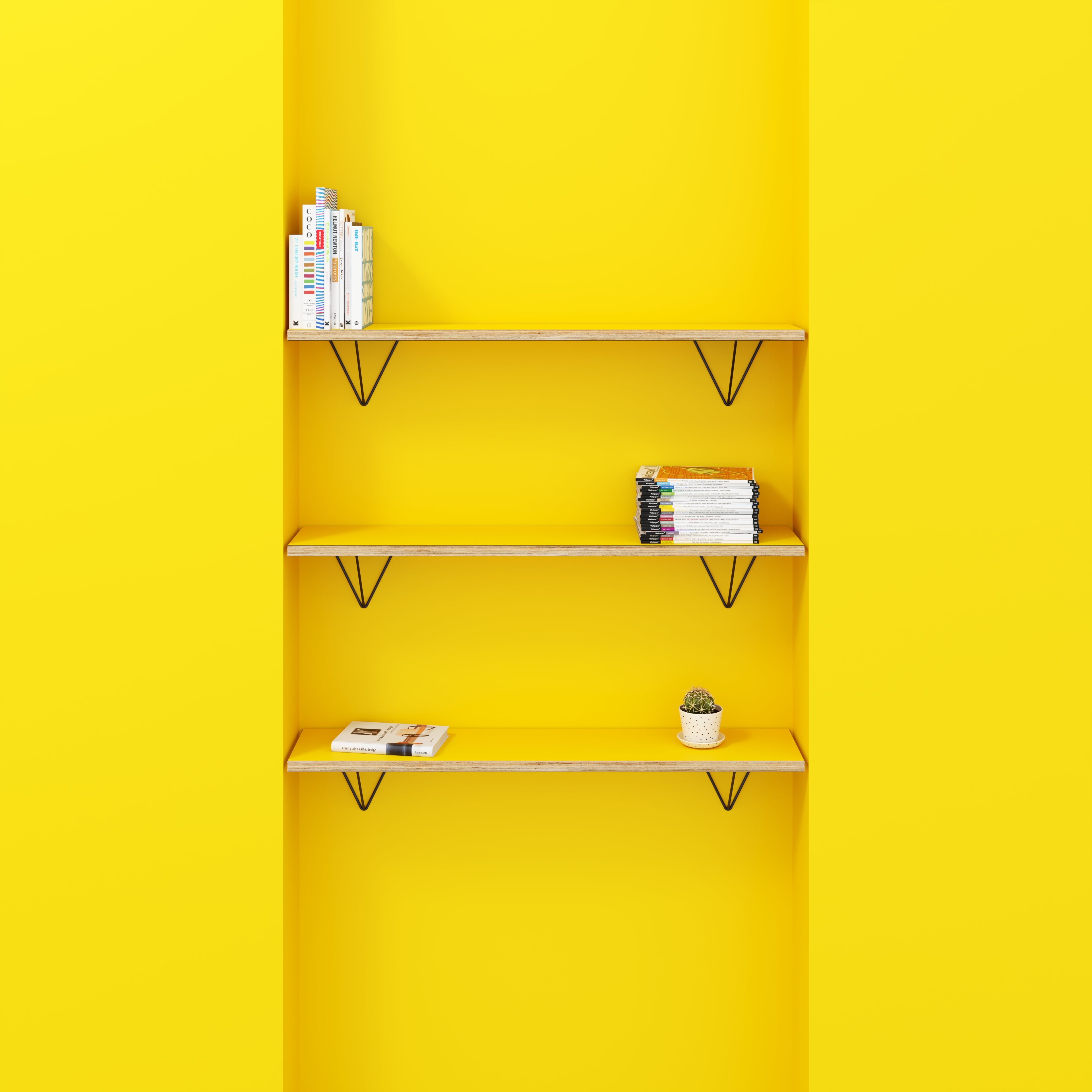 Wall Shelf with Prism Brackets - Formica Chrome Yellow - 1200(w) x 250(d)
