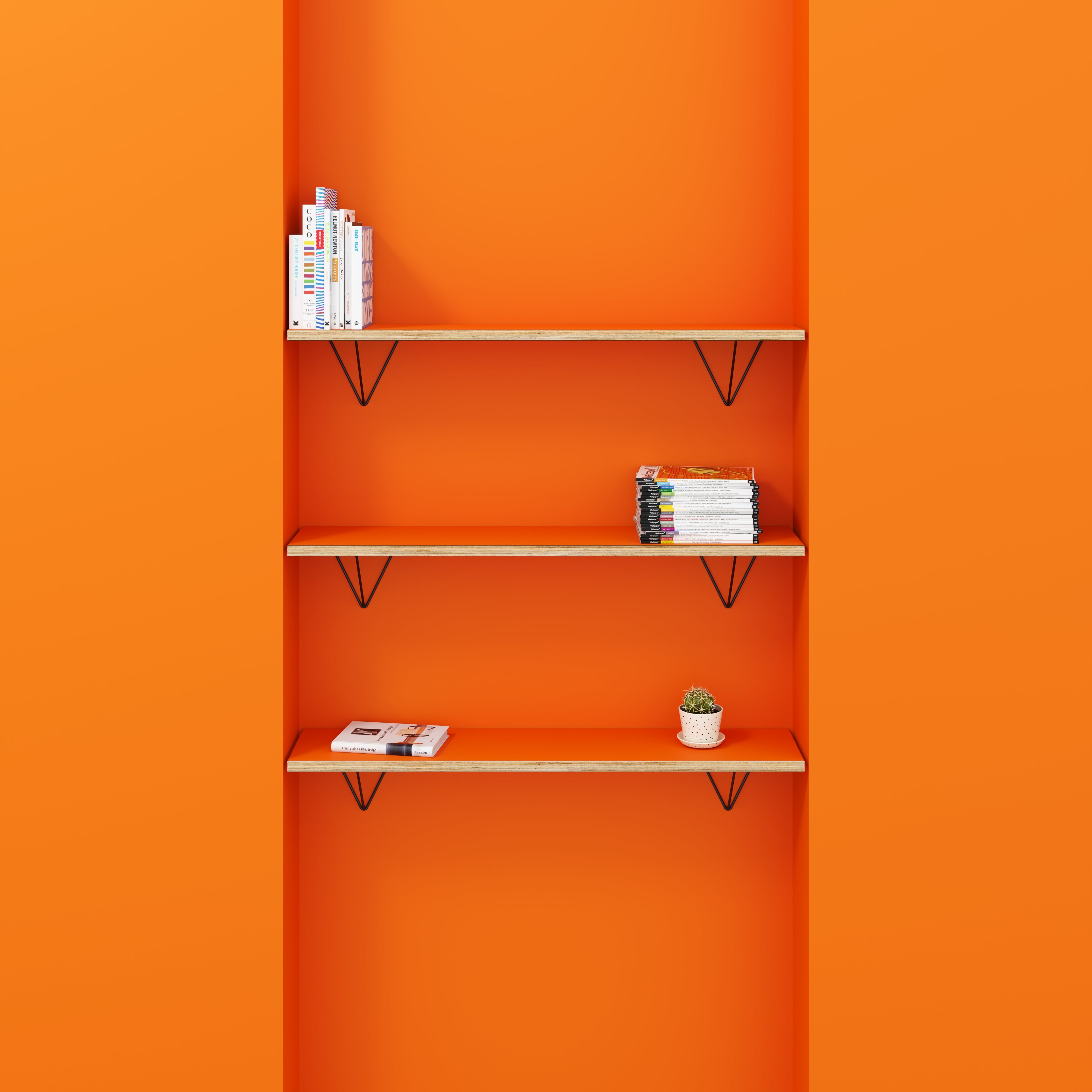Wall Shelf with Prism Brackets - Formica Levante Orange - 1200(w) x 250(d)