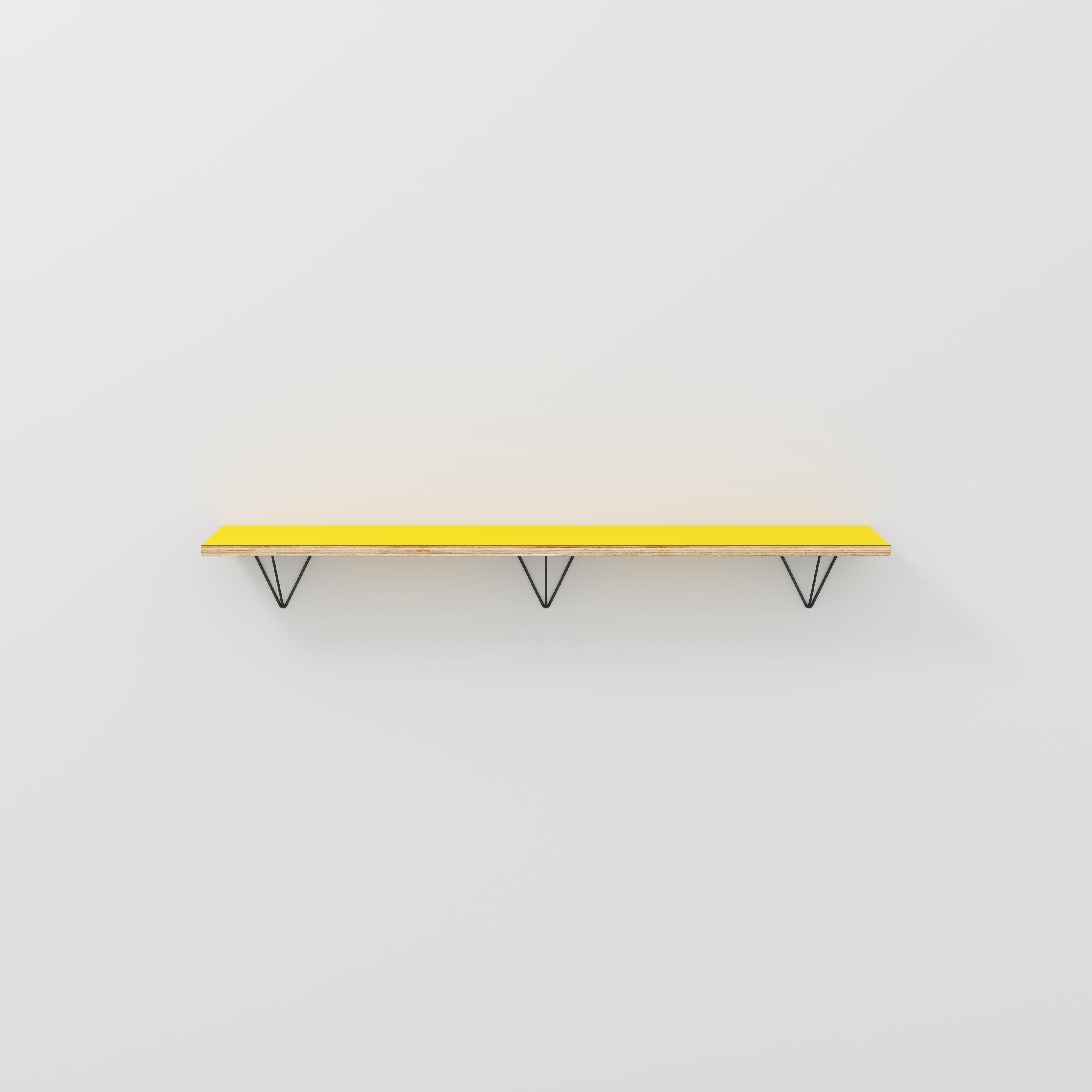 Wall Shelf with Prism Brackets - Formica Chrome Yellow - 1600(w) x 250(d)