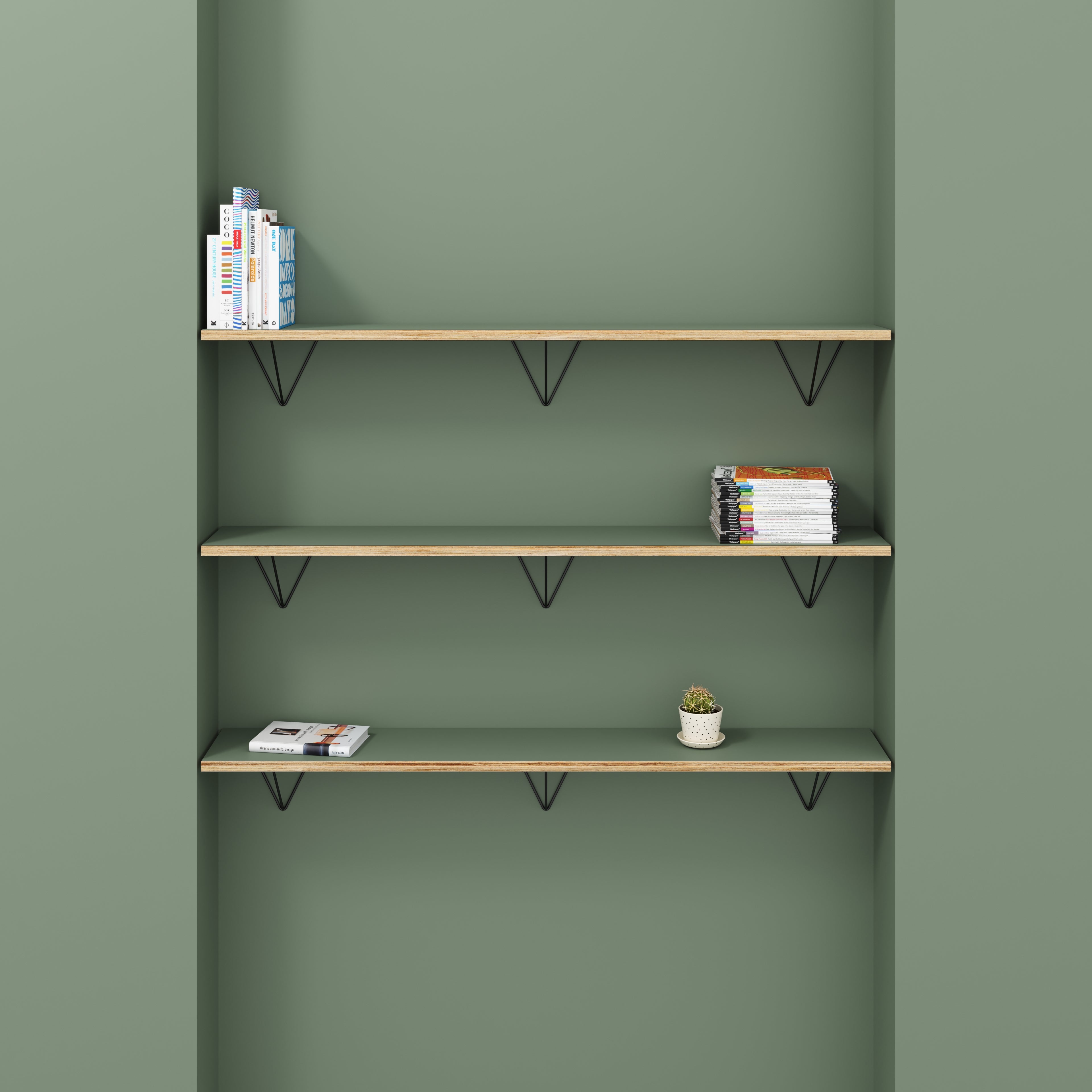 Wall Shelf with Prism Brackets - Formica Green Slate - 1600(w) x 250(d)