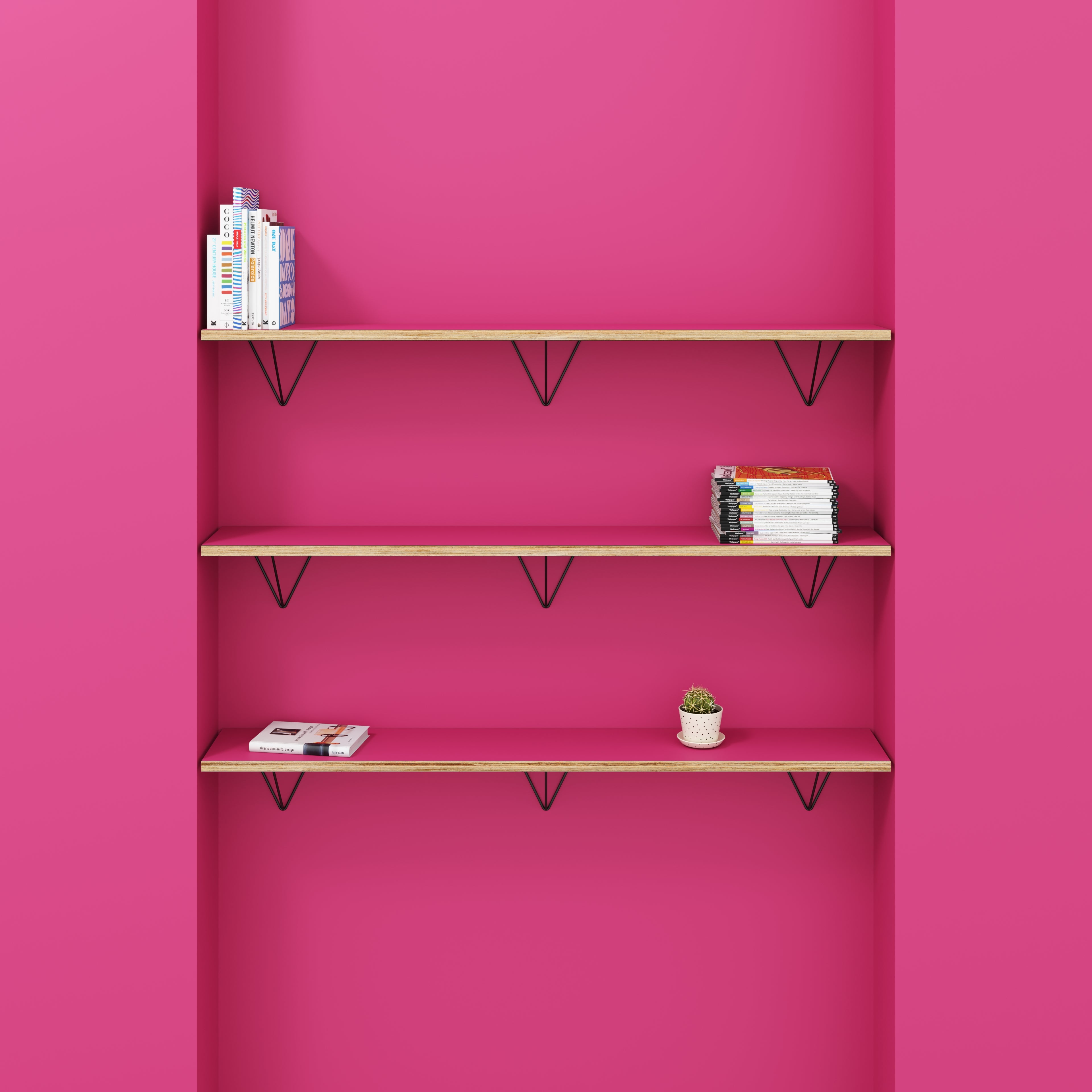 Wall Shelf with Prism Brackets - Formica Juicy Pink - 1600(w) x 250(d)