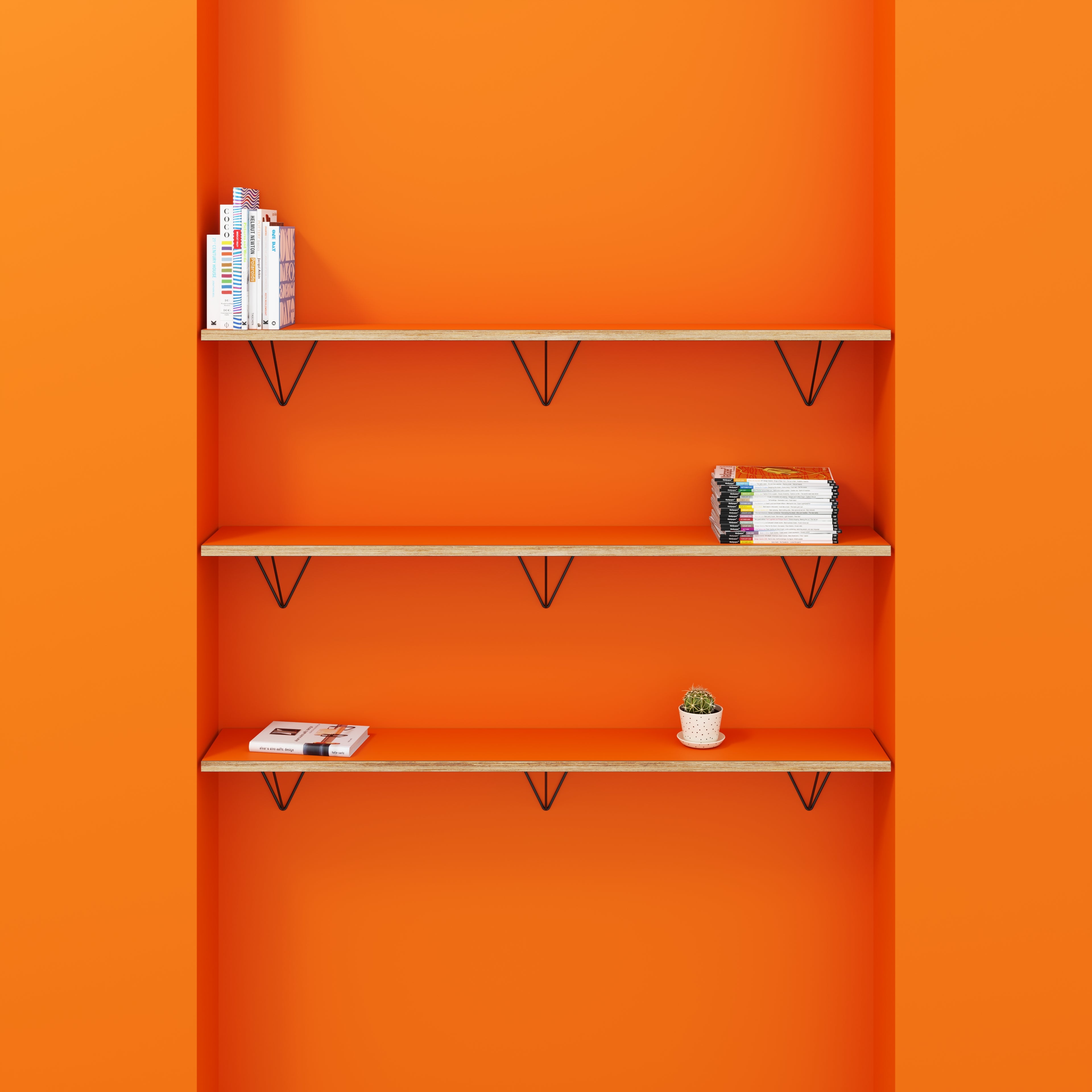 Wall Shelf with Prism Brackets - Formica Levante Orange - 1600(w) x 250(d)