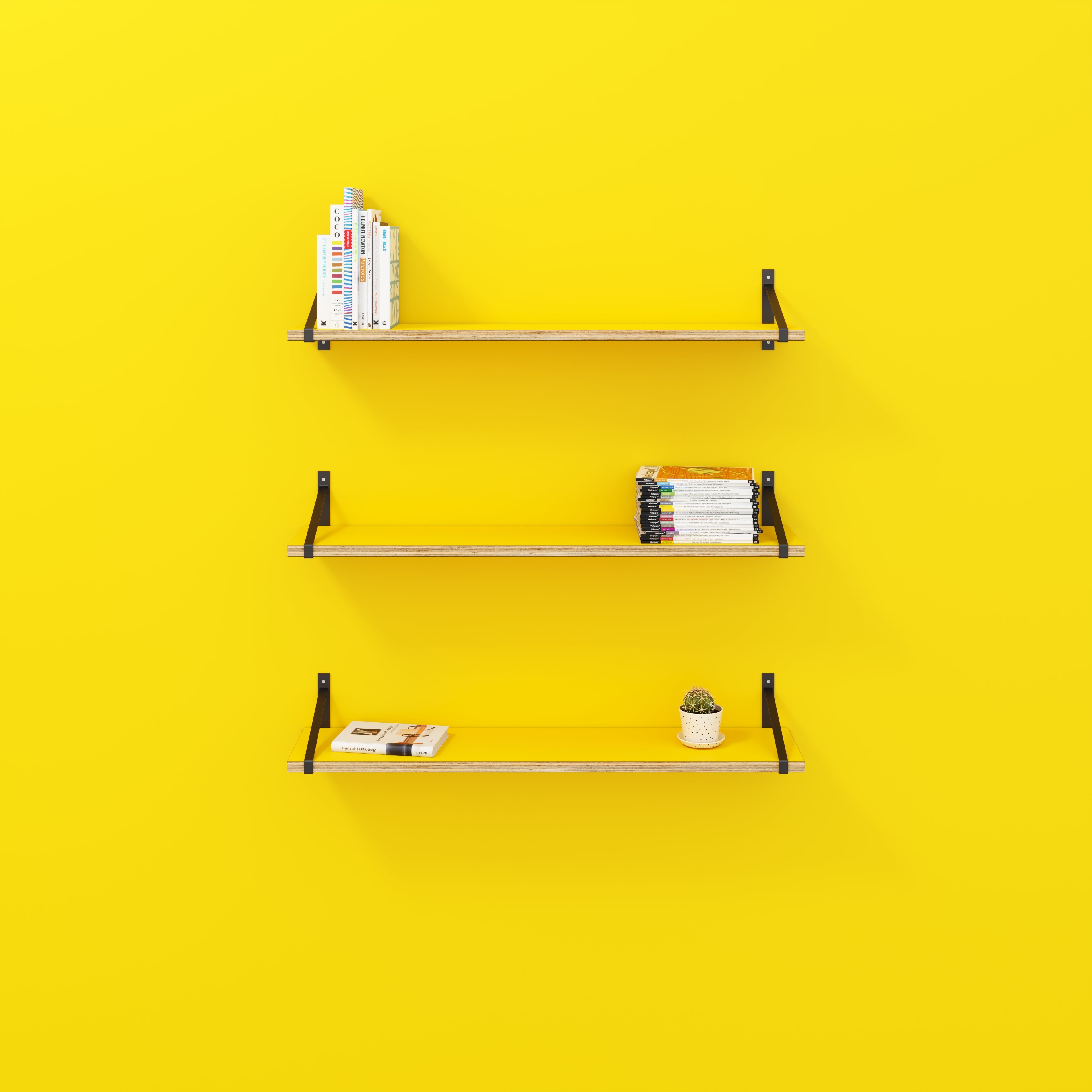 Wall Shelf with Suspense Brackets - Formica Chrome Yellow - 1200(w) x 260(d)