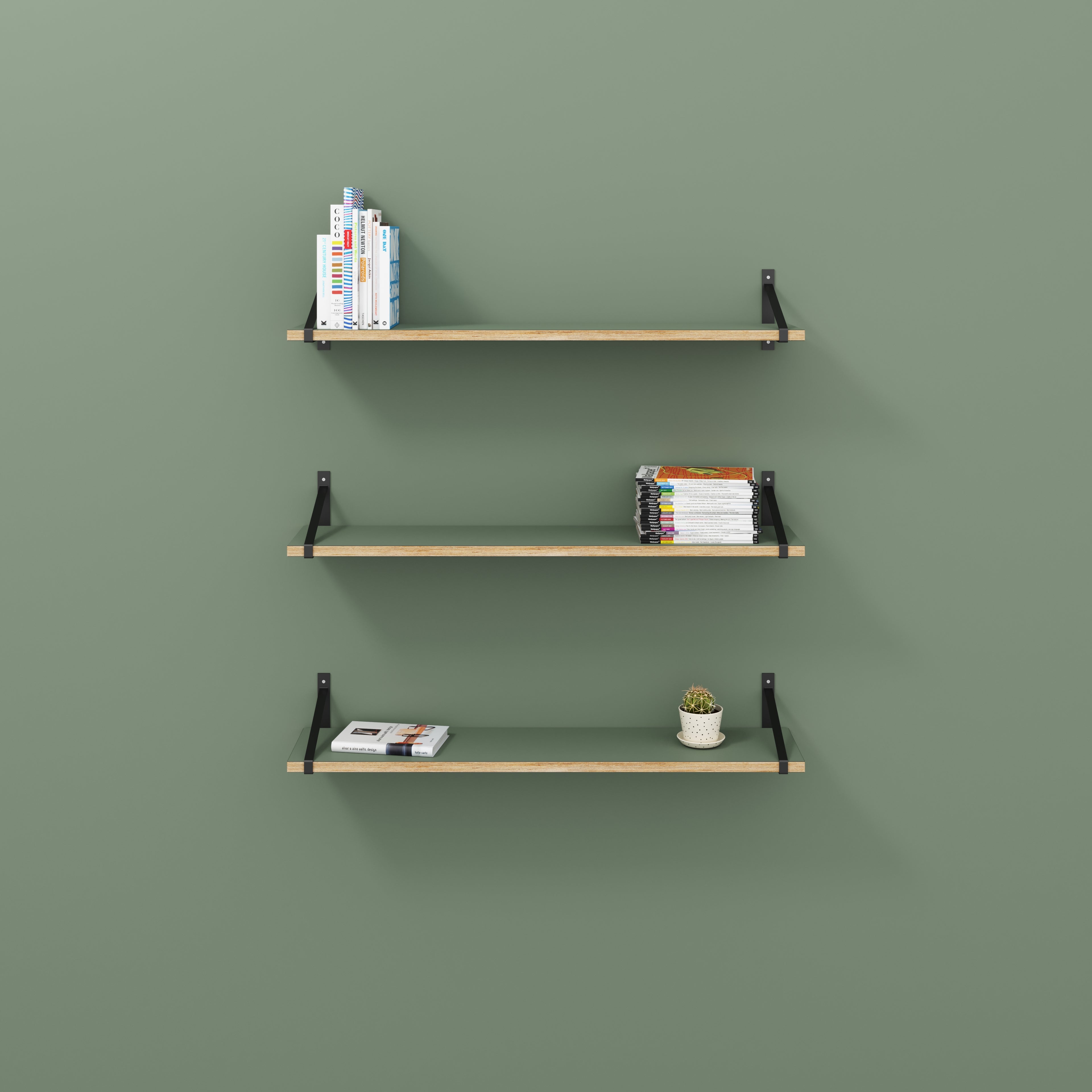 Wall Shelf with Suspense Brackets - Formica Green Slate - 1200(w) x 260(d)