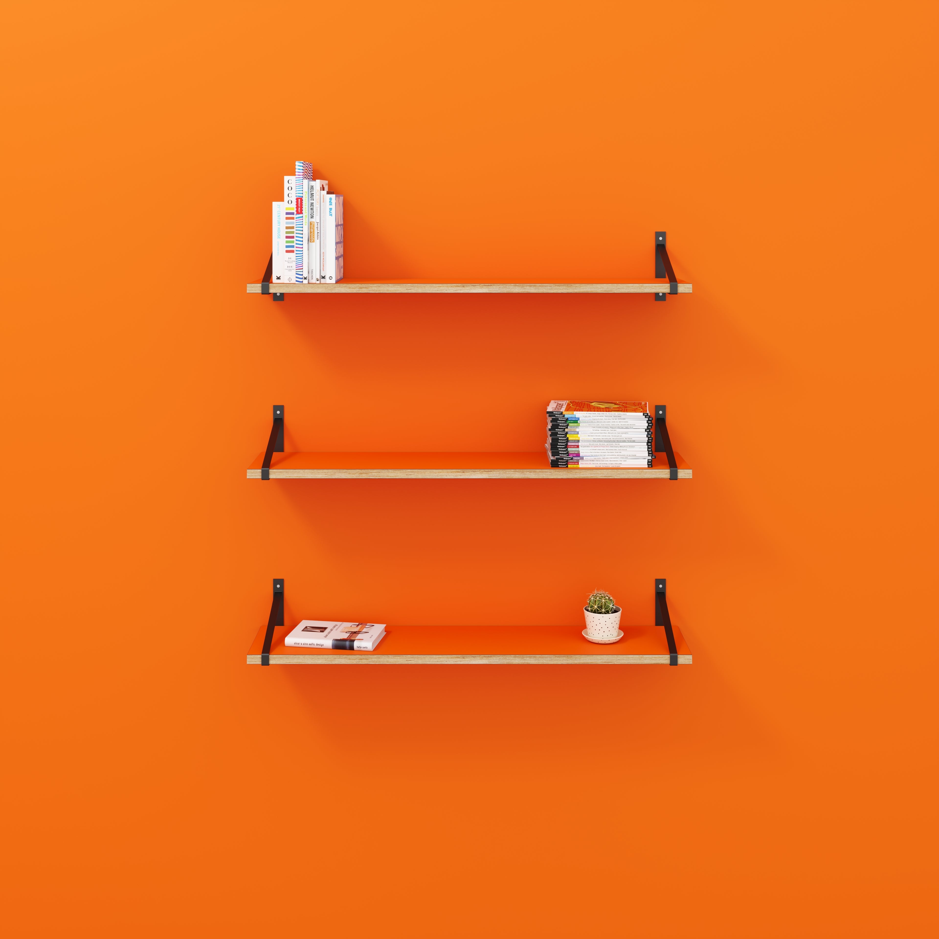 Wall Shelf with Suspense Brackets - Formica Levante Orange - 1200(w) x 260(d)