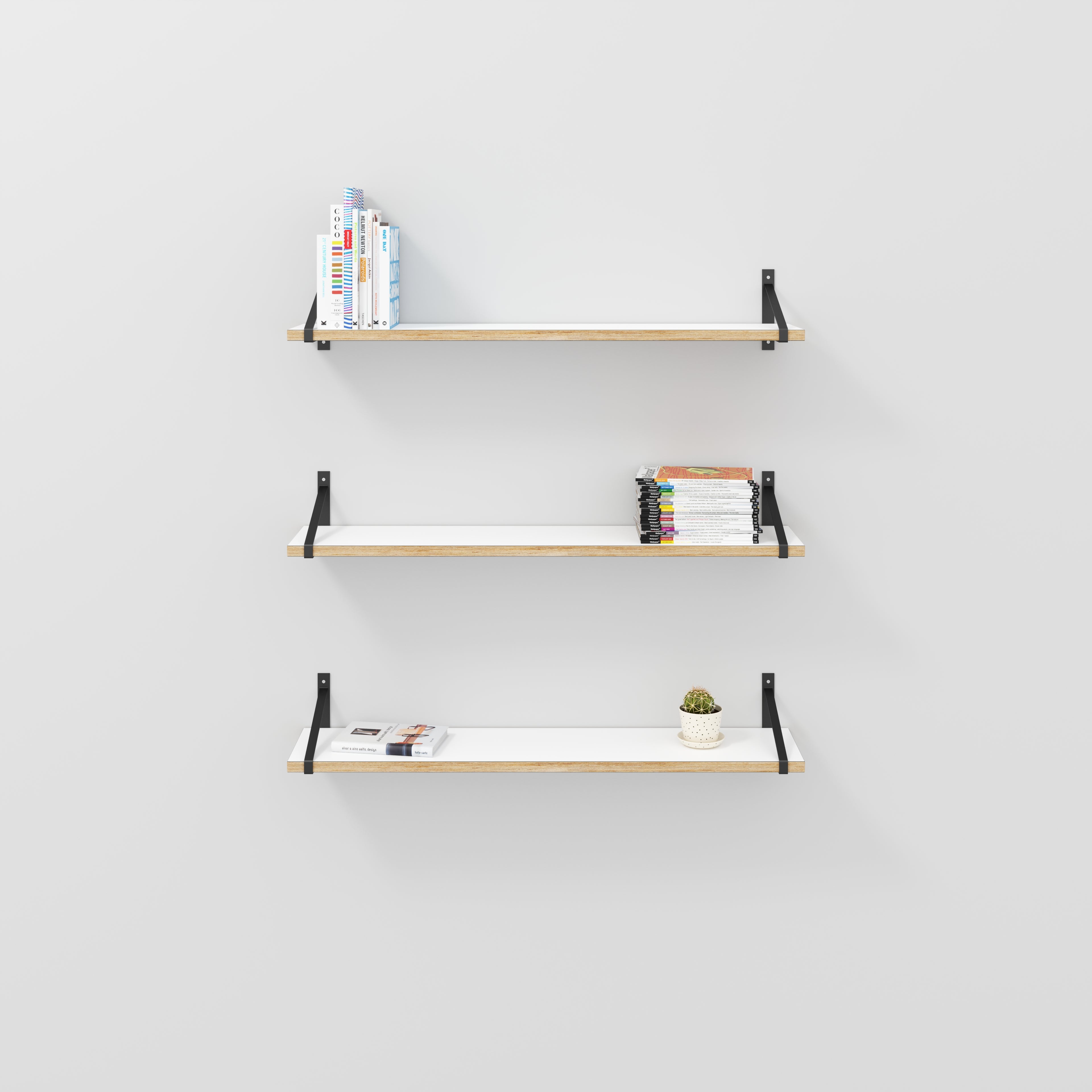 Wall Shelf with Suspense Brackets - Formica White - 1200(w) x 260(d)