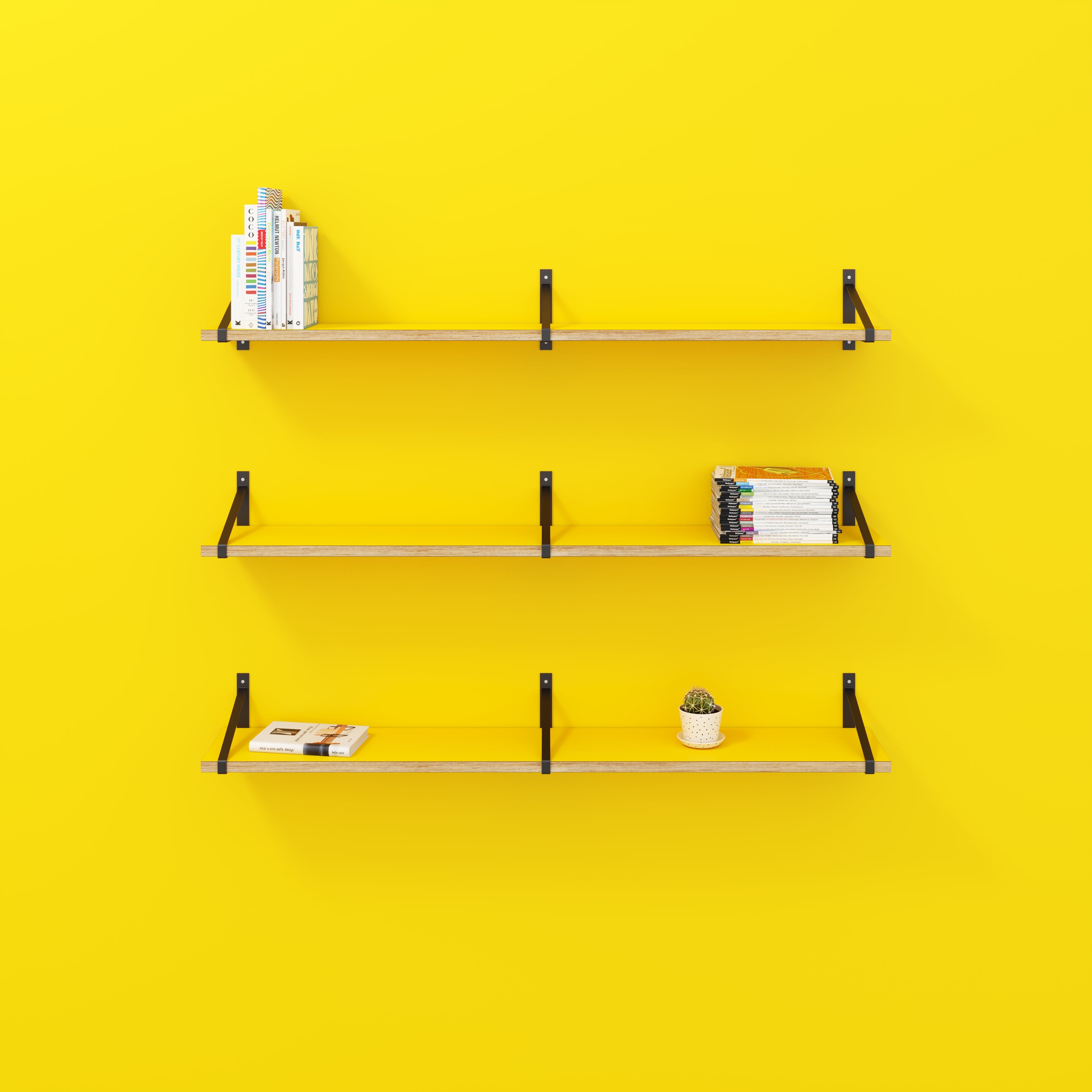 Wall Shelf with Suspense Brackets - Formica Chrome Yellow - 1600(w) x 260(d)
