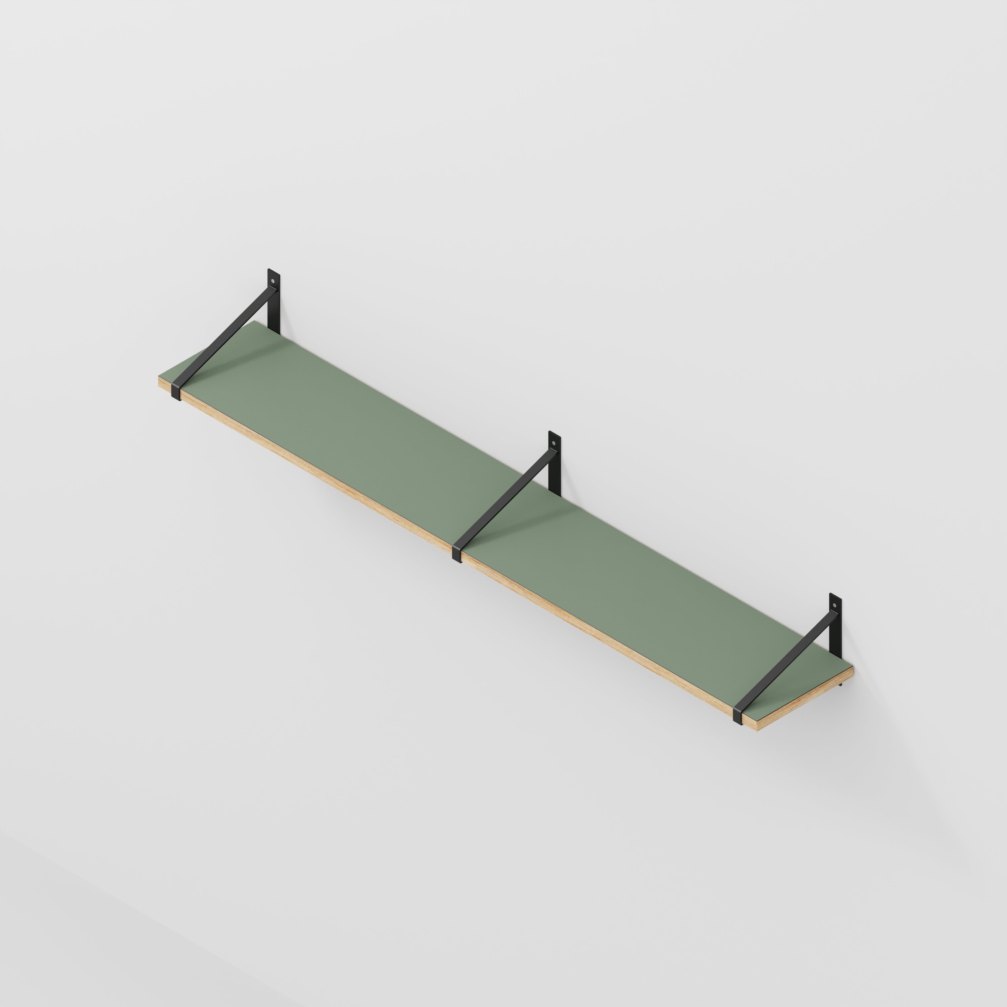 Wall Shelf with Suspense Brackets - Formica Green Slate - 1600(w) x 260(d)