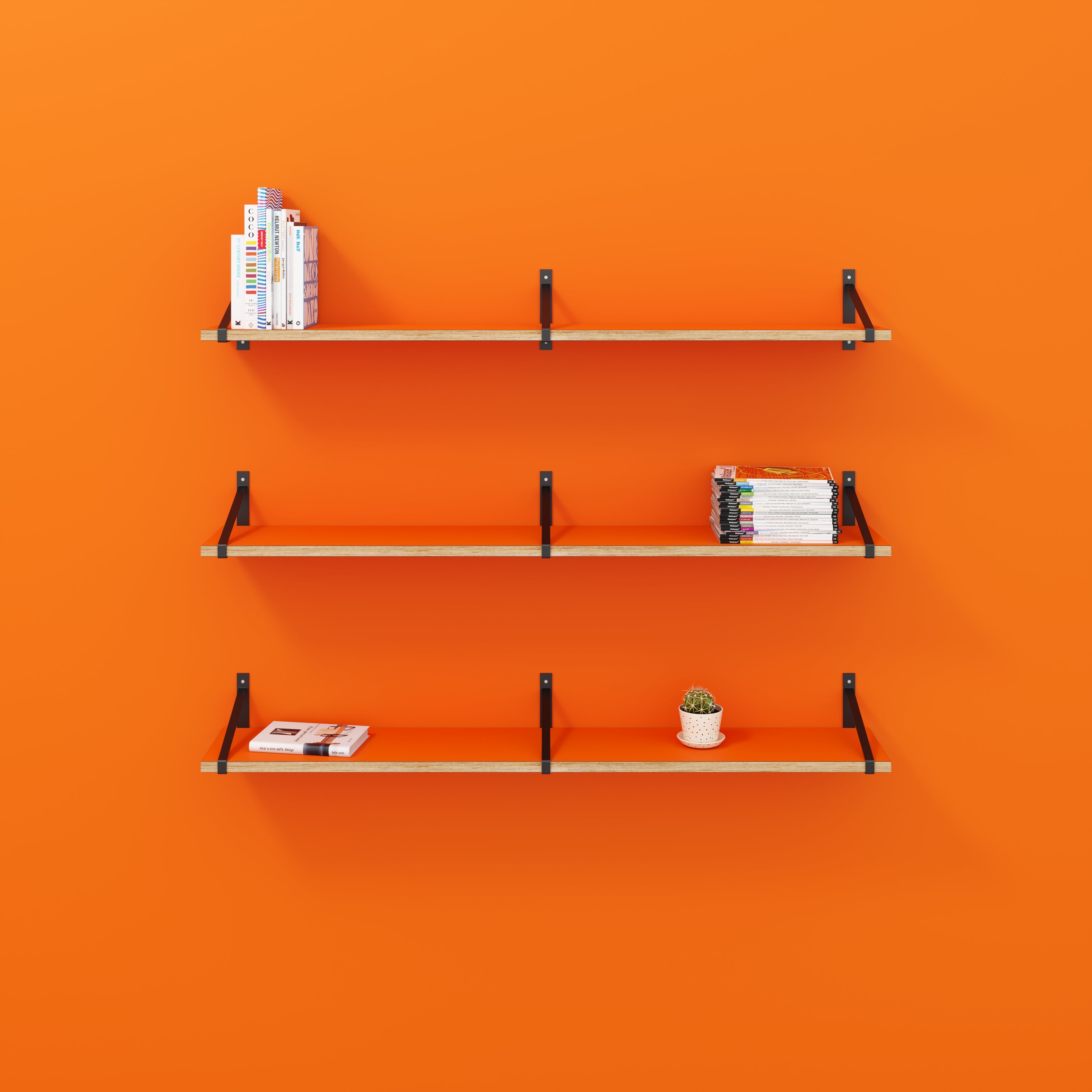 Wall Shelf with Suspense Brackets - Formica Levante Orange - 1600(w) x 260(d)