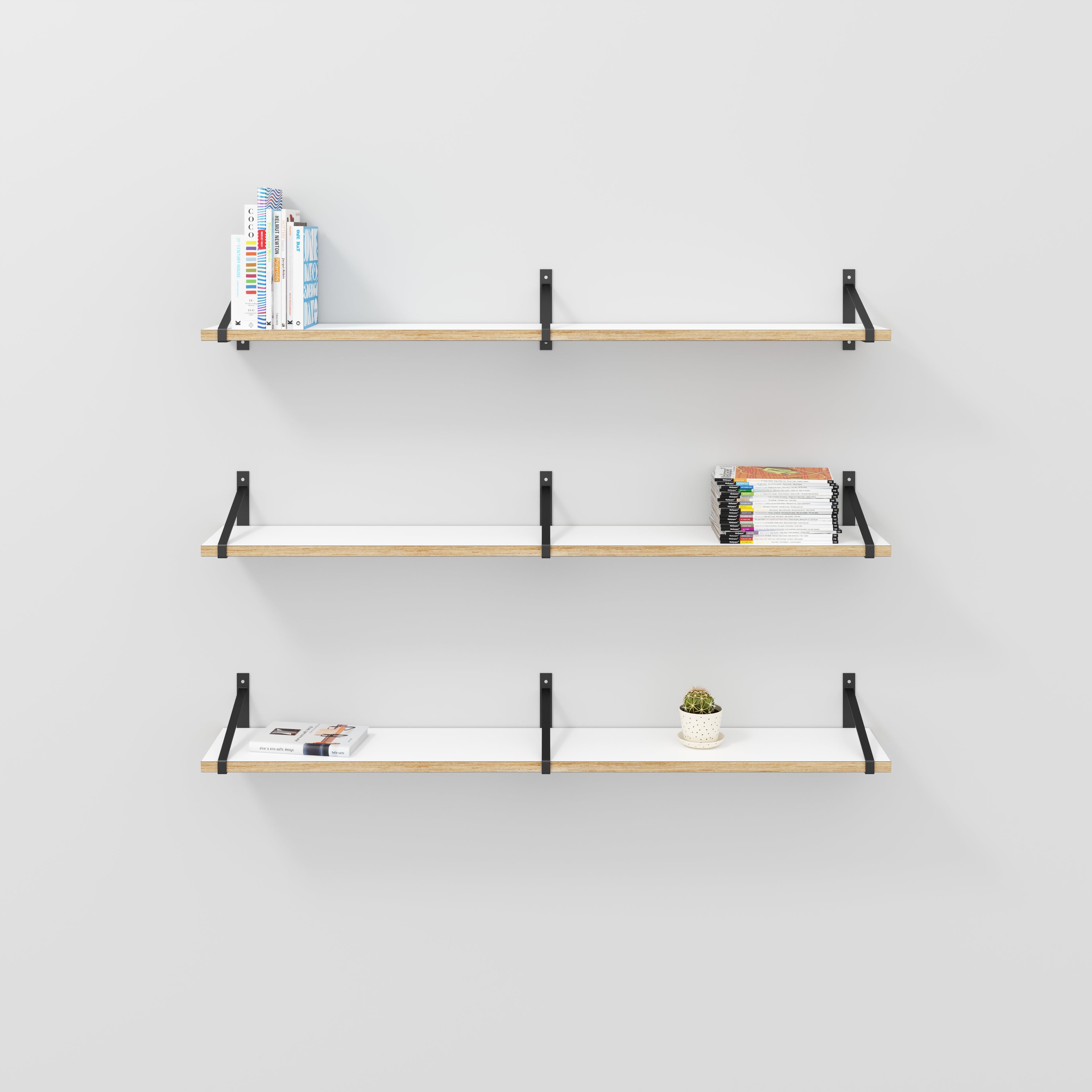 Wall Shelf with Suspense Brackets - Formica White - 1600(w) x 260(d)