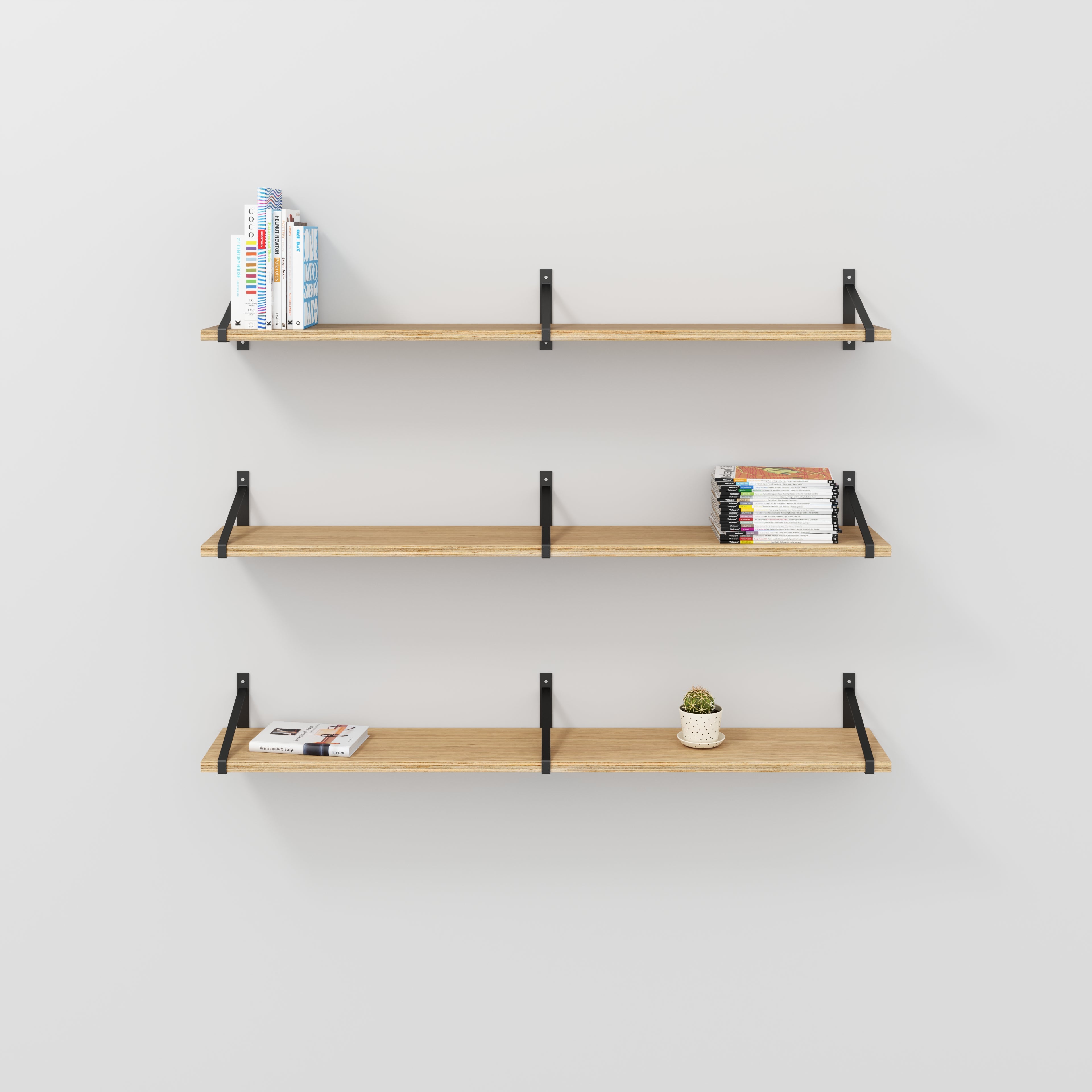 Wall Shelf with Suspense Brackets - Plywood Oak - 1600(w) x 260(d)