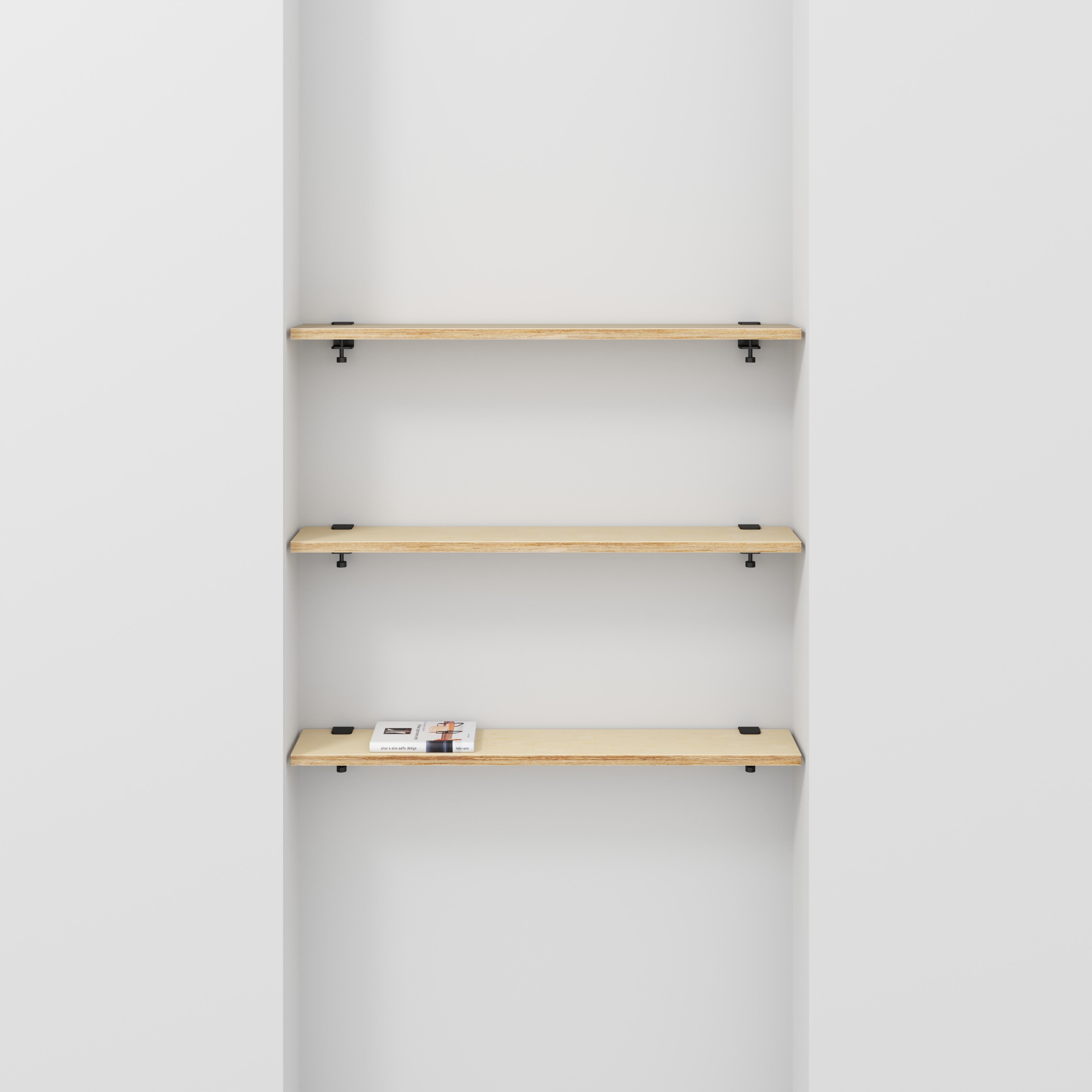 Custom Plywood Wall Shelf with Tiptoe Brackets