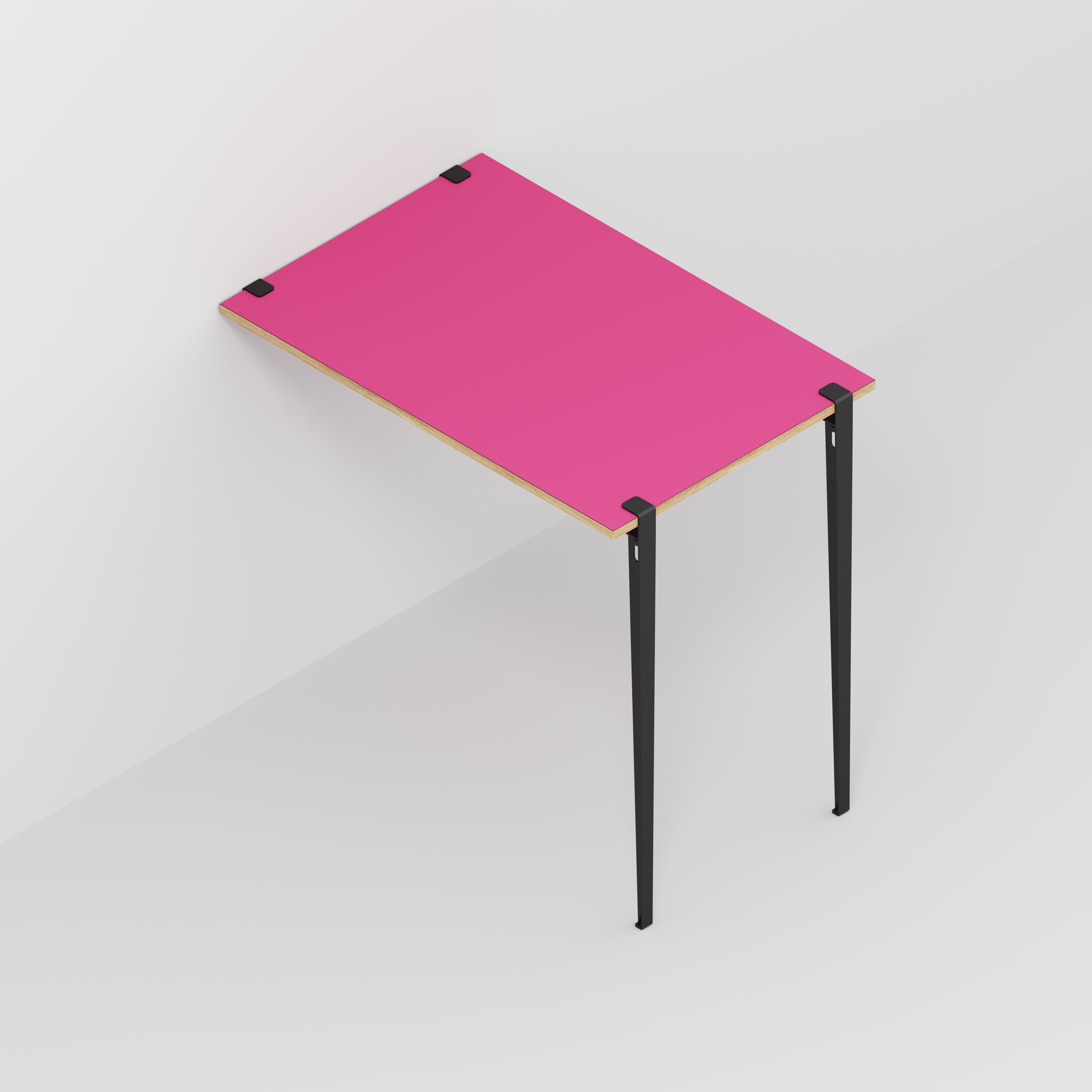 Wall Table with Black Tiptoe Legs and Brackets - Formica Juicy Pink - 1200(w) x 800(d) x 1100(h)