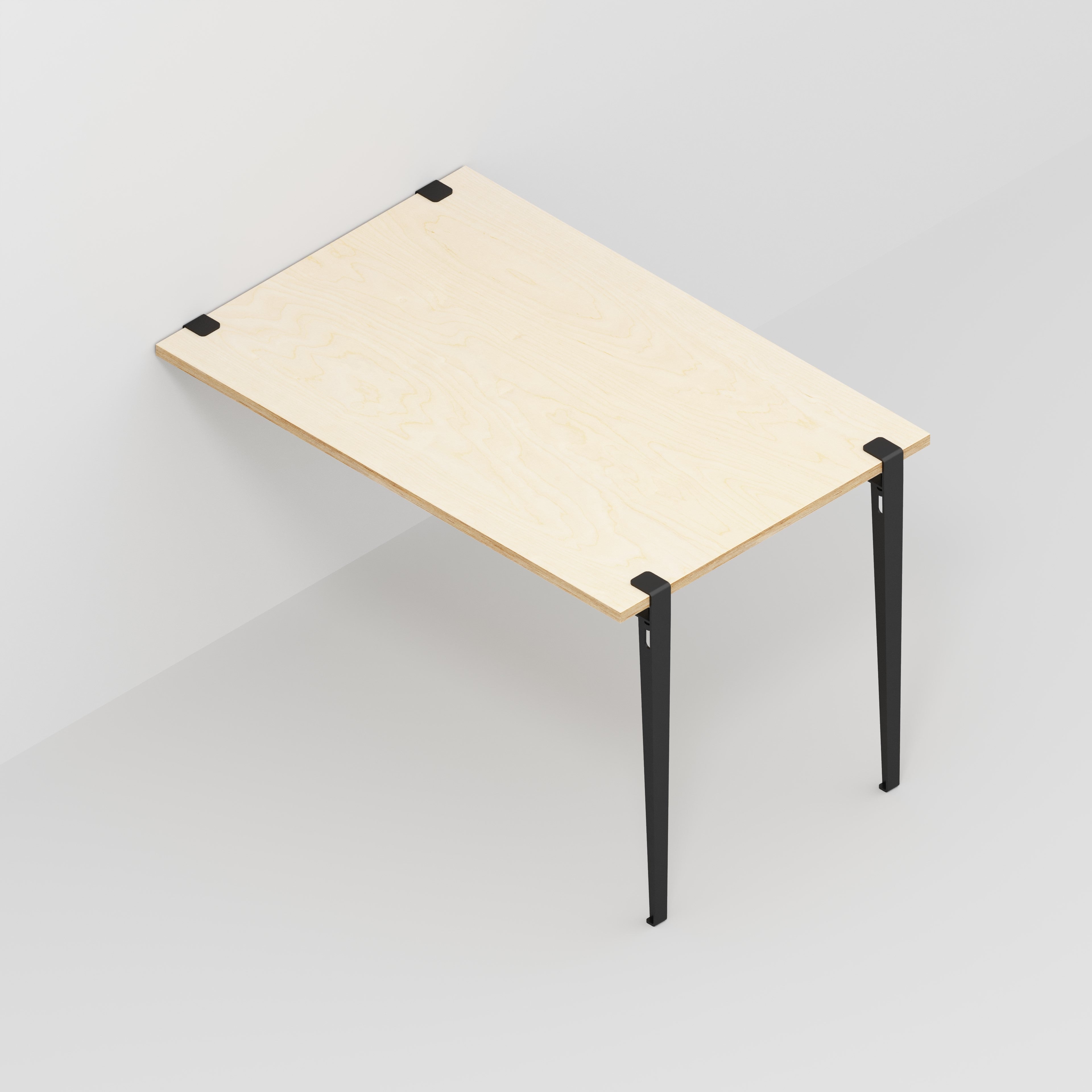 Wall Table with Black Tiptoe Legs and Brackets - Plywood Birch - 1200(w) x 800(d) x 750(h)
