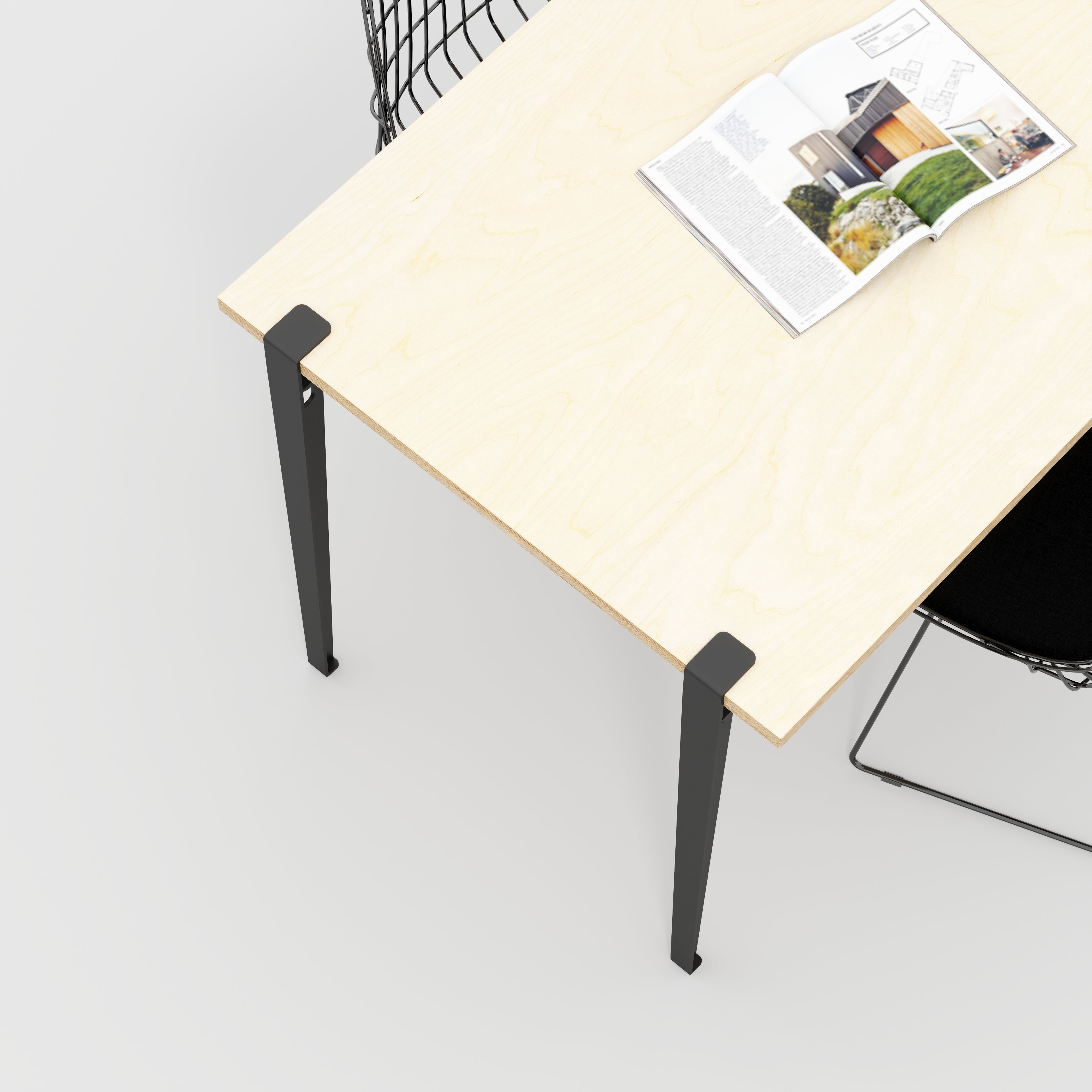 Wall Table with Black Tiptoe Legs and Brackets - Plywood Birch - 1200(w) x 800(d) x 750(h)