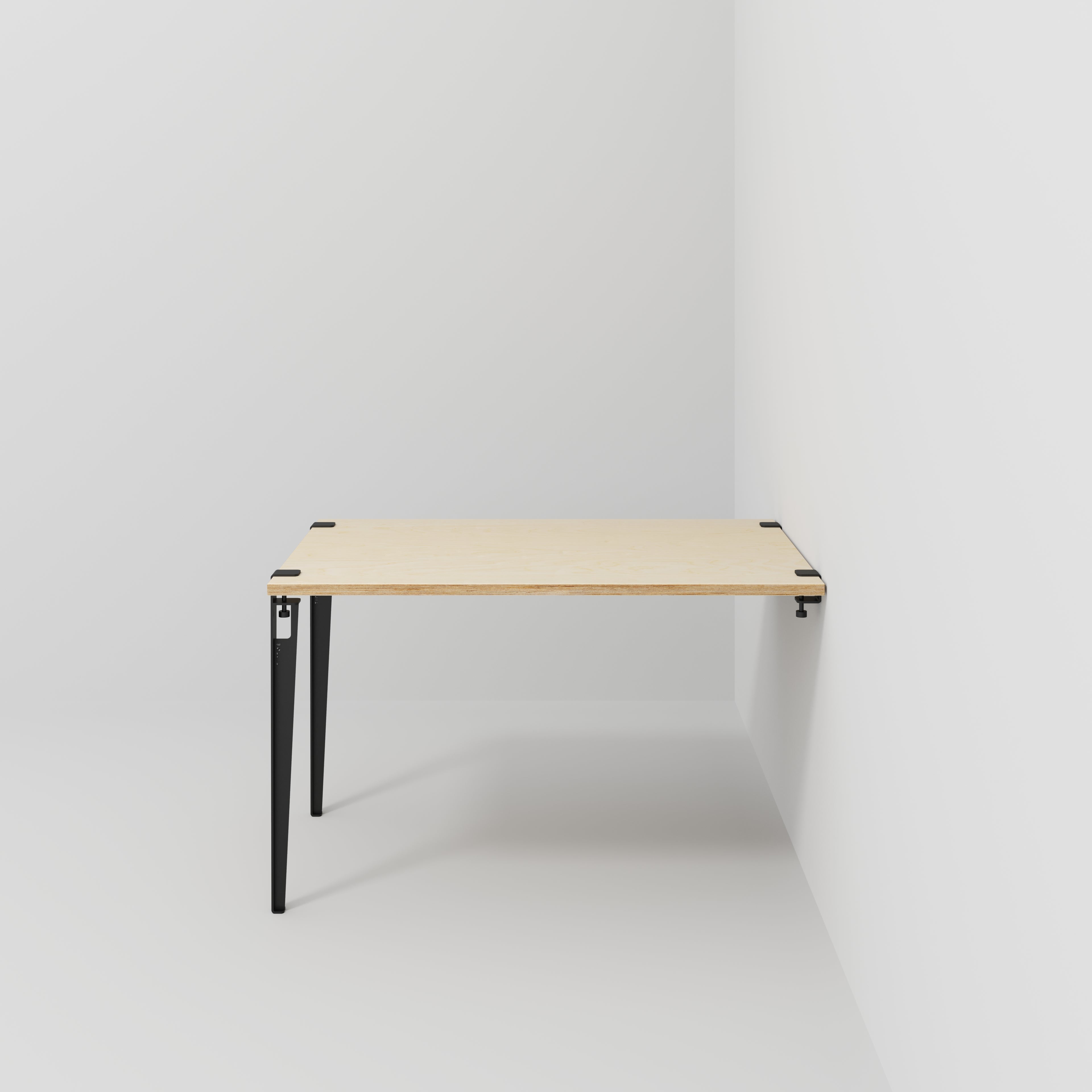 Wall Table with Black Tiptoe Legs and Brackets - Plywood Birch - 1200(w) x 800(d) x 900(h)