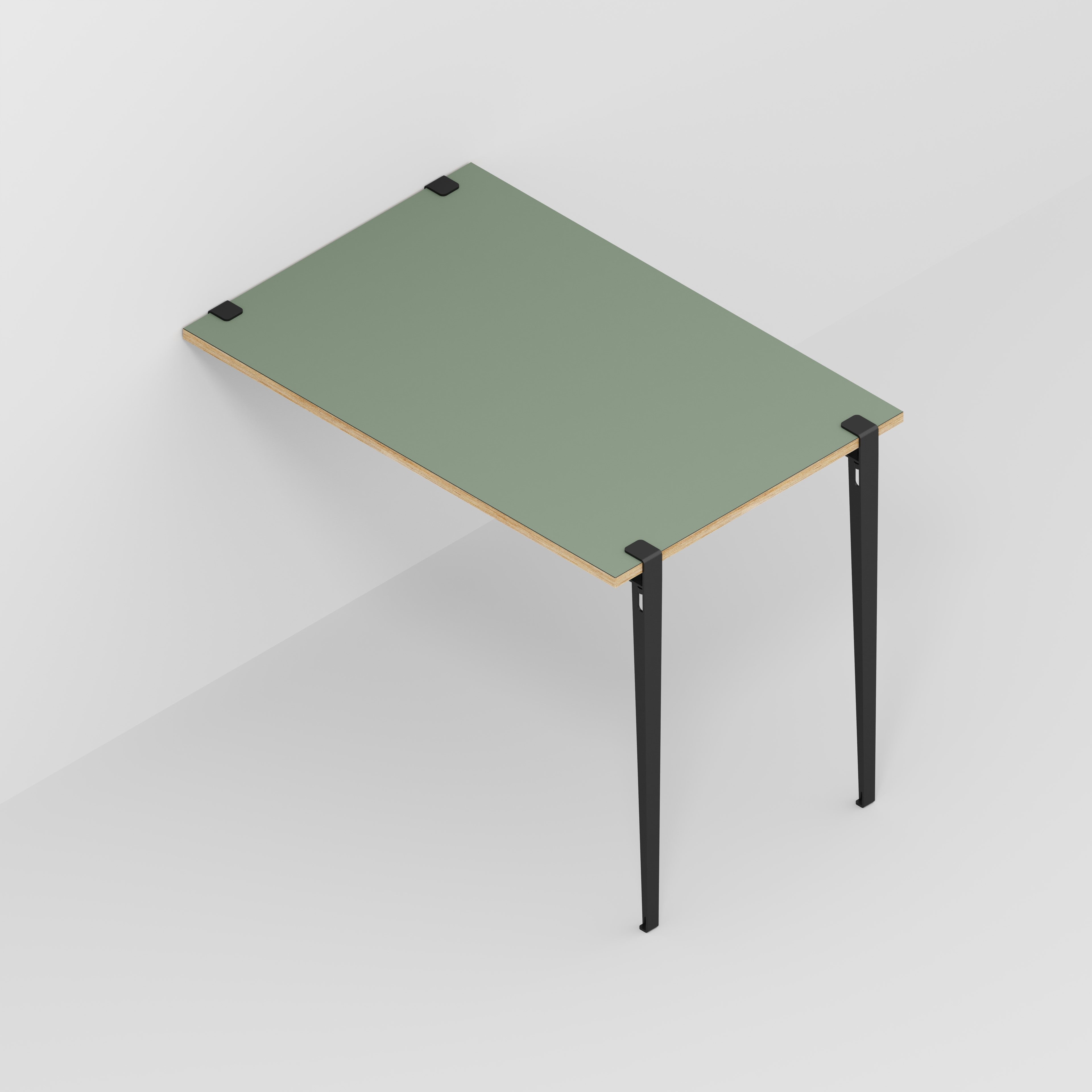 Wall Table with Black Tiptoe Legs and Brackets - Formica Green Slate - 1200(w) x 800(d) x 900(h)