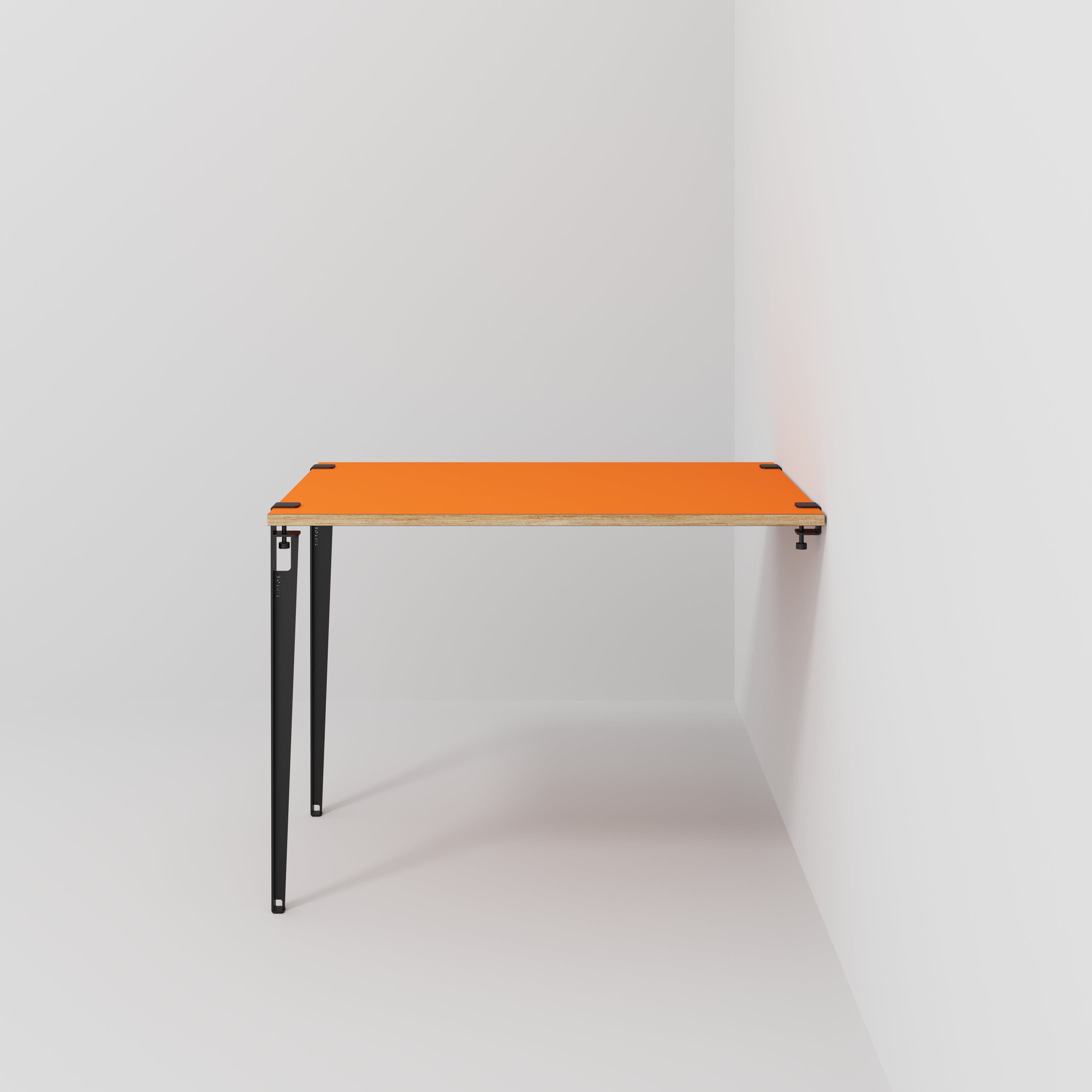 Wall Table with Black Tiptoe Legs and Brackets - Formica Levante Orange - 1200(w) x 800(d) x 900(h)