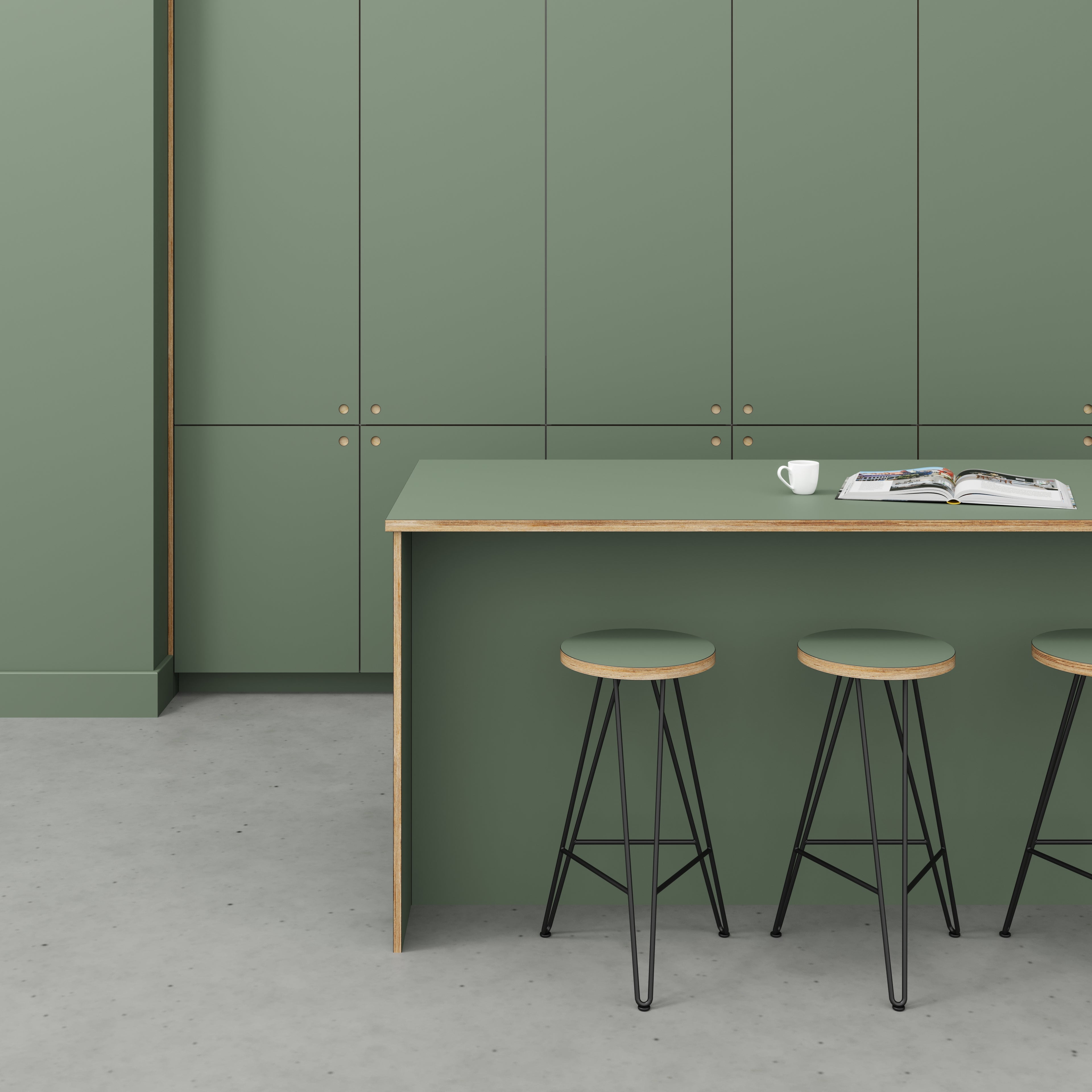 Plywood Worktop - Formica Green Slate - 2400(w) x 900(d)