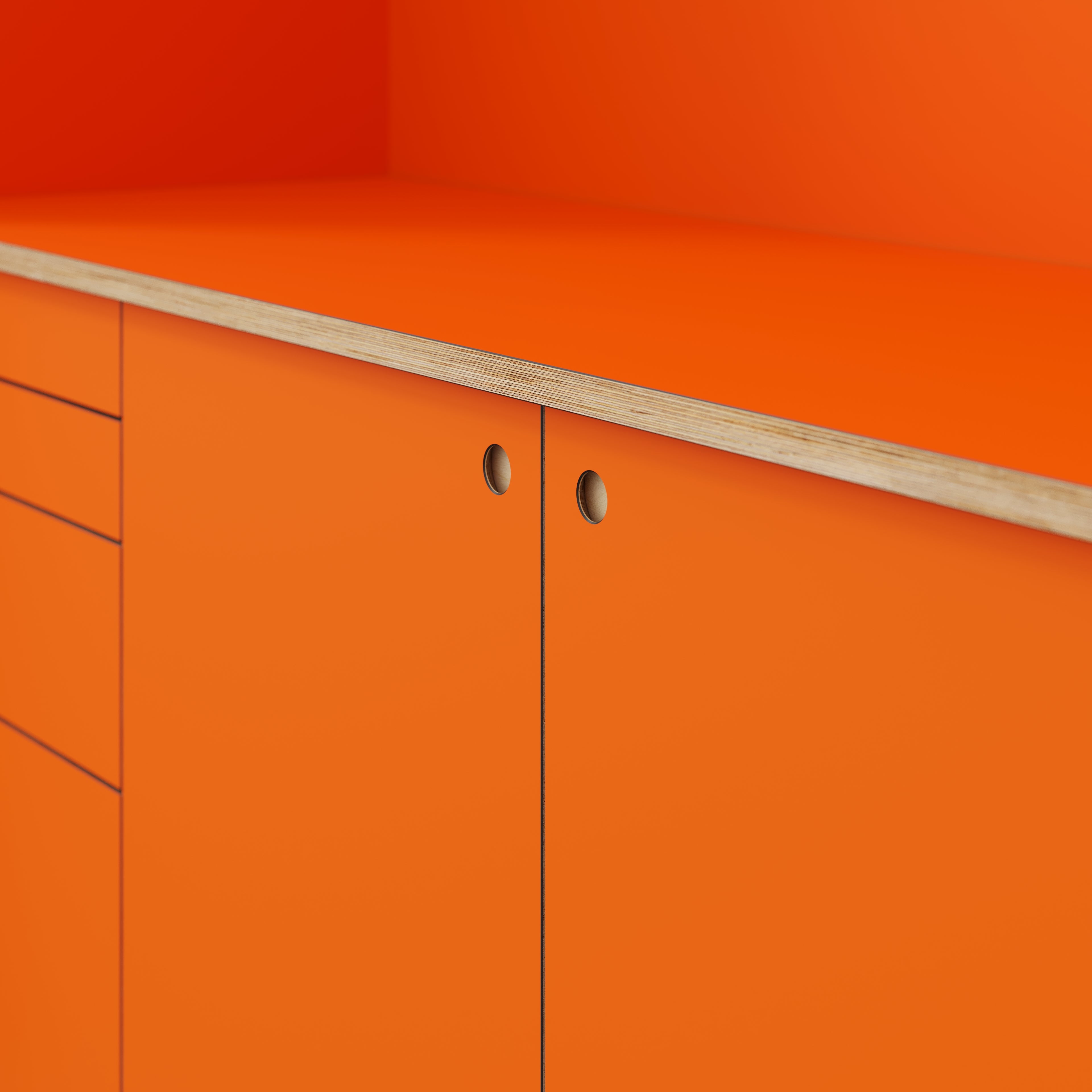 Plywood Worktop - Formica Levante Orange - 3000(w) x 635(d)