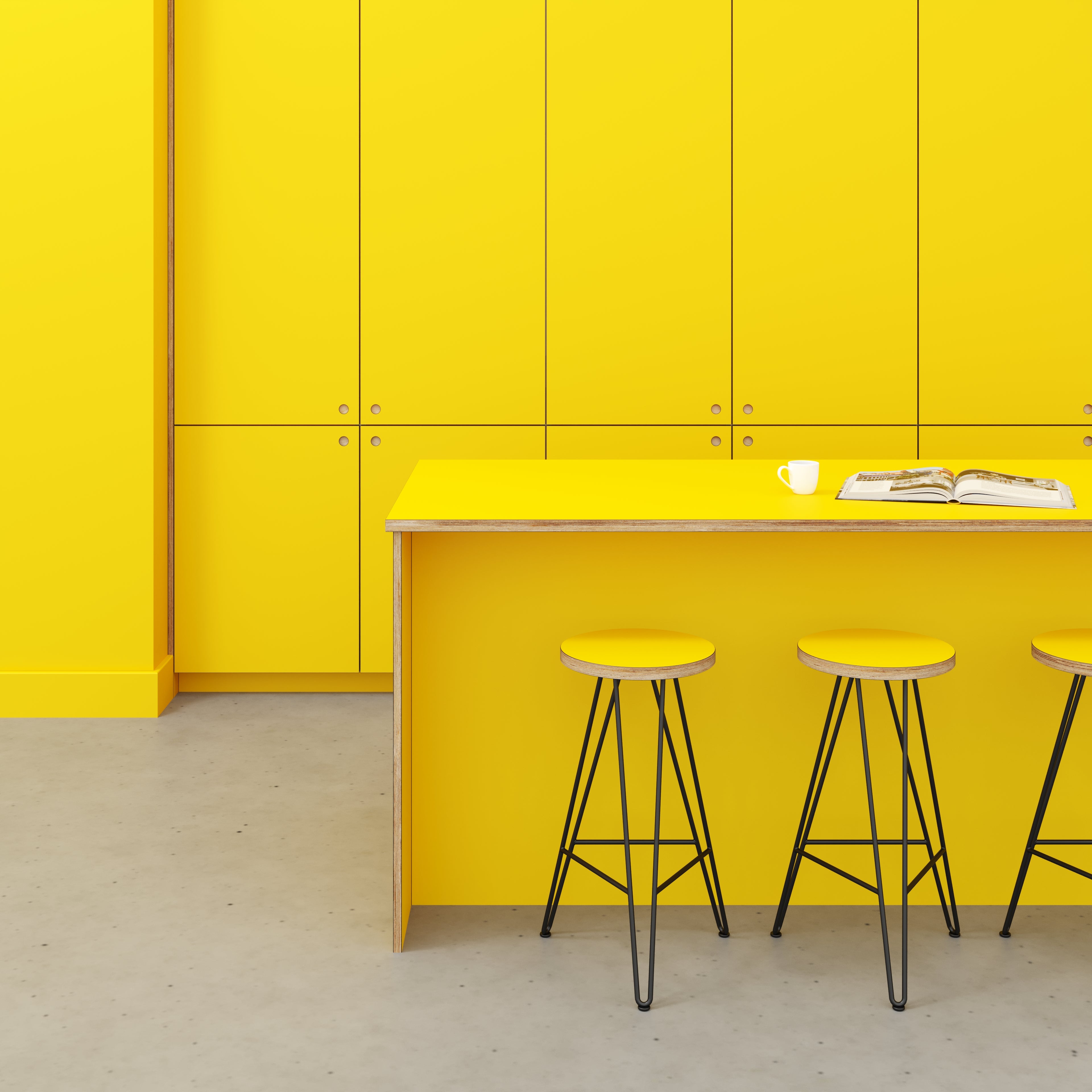 Plywood Worktop - Formica Chrome Yellow - 3000(w) x 900(d)