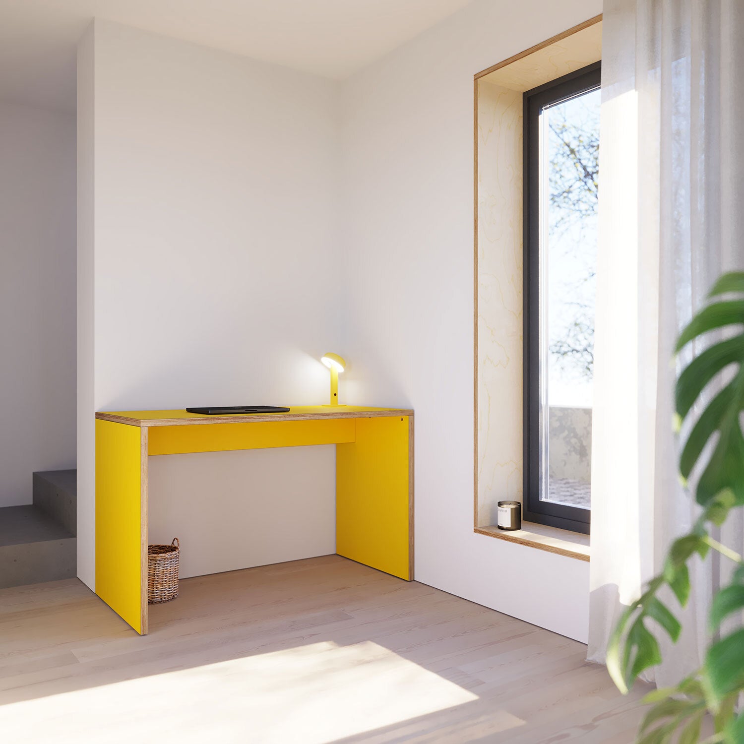 custom plywood yellow desk made in ply