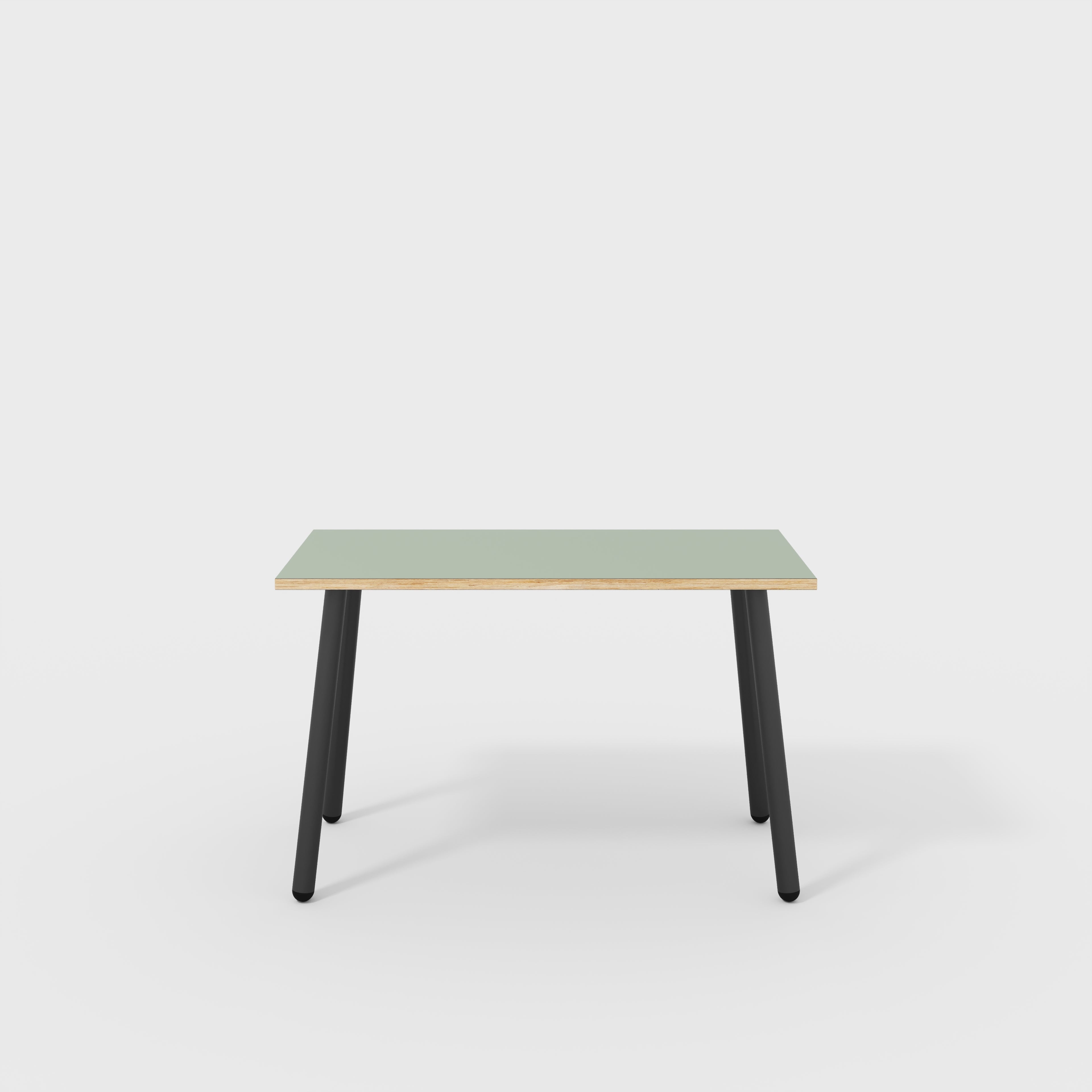 Desk with Black Round Single Pin Legs - Formica Green Slate - 1200(w) x 600(d) x 735(h)