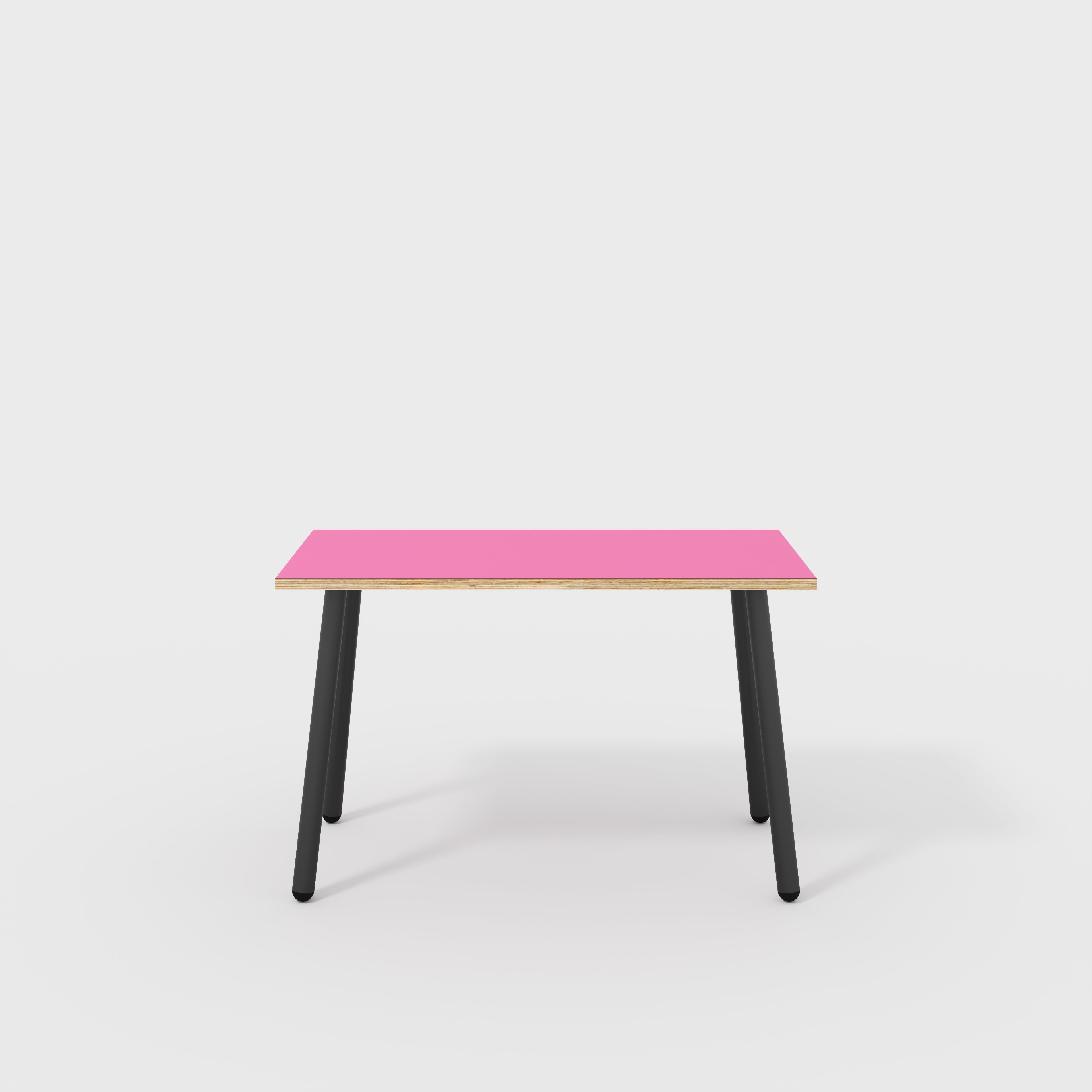 Desk with Black Round Single Pin Legs - Formica Juicy Pink - 1200(w) x 600(d) x 735(h)
