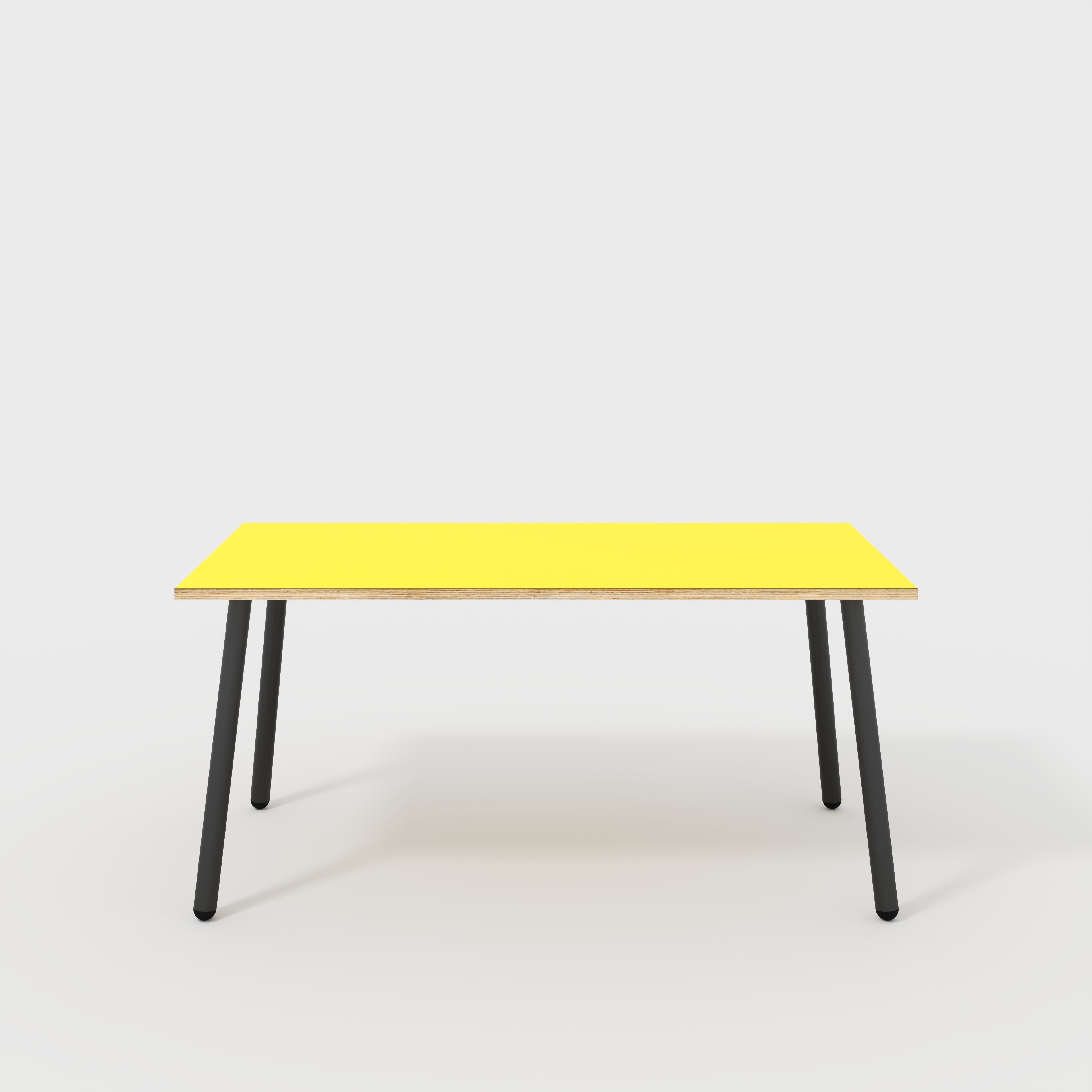 Desk with Black Round Single Pin Legs - Formica Chrome Yellow - 1600(w) x 800(d) x 735(h)
