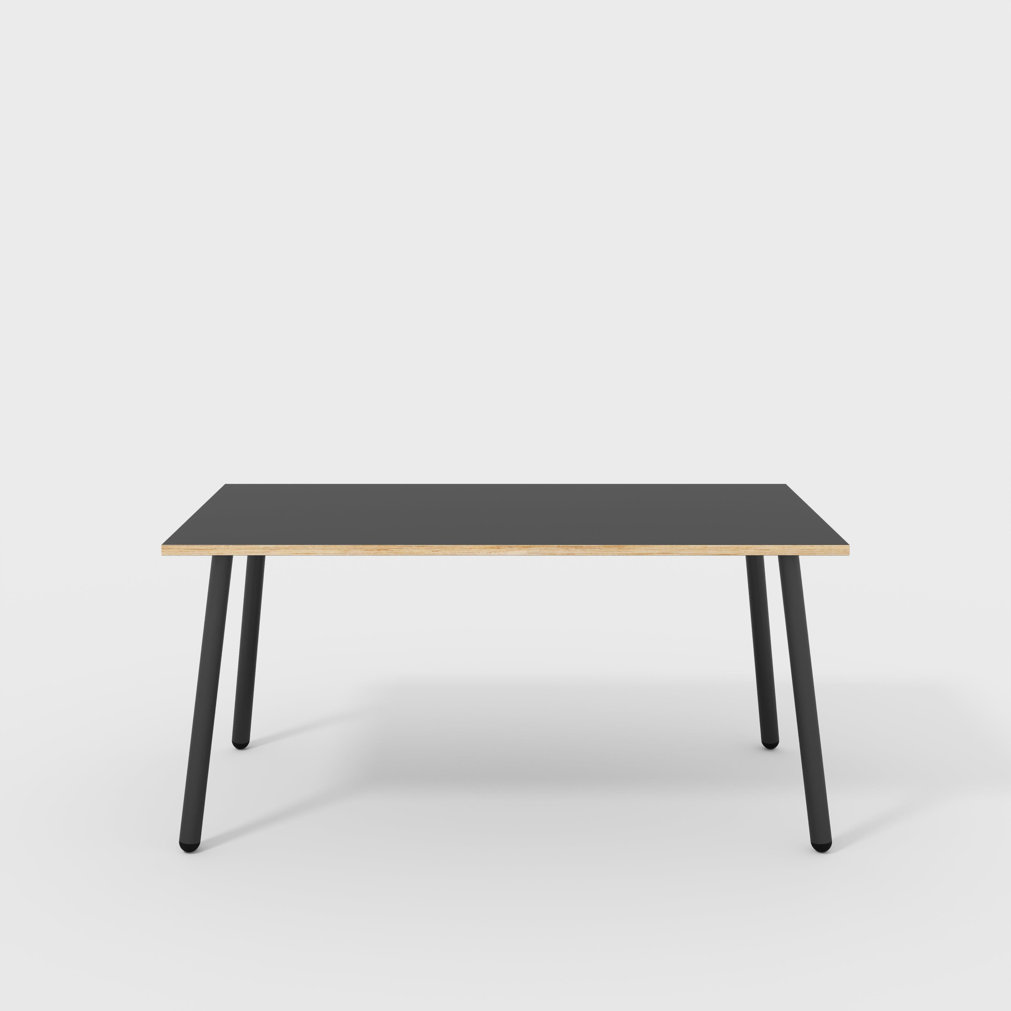 Desk with Black Round Single Pin Legs - Formica Diamond Black - 1600(w) x 800(d) x 735(h)
