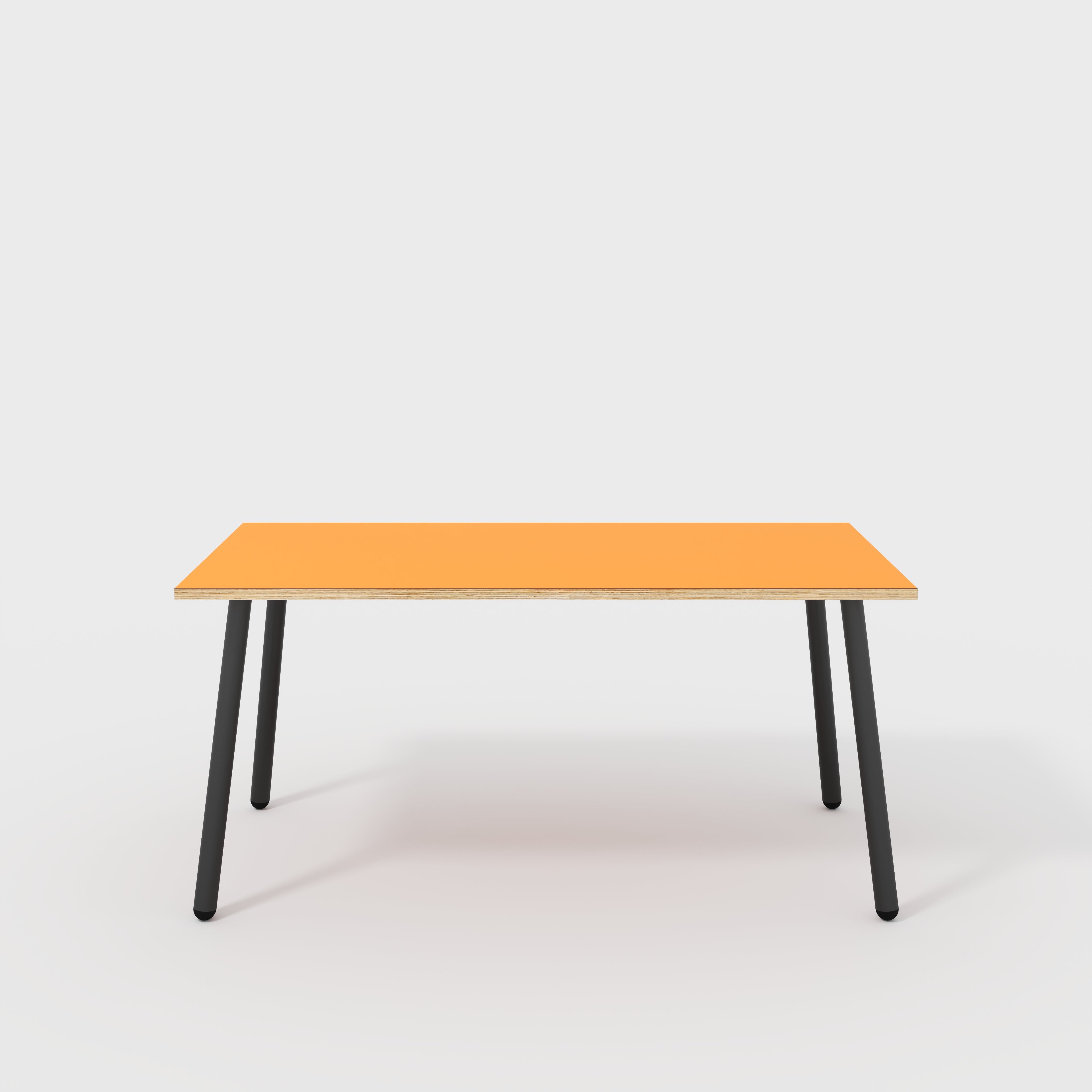 Desk with Black Round Single Pin Legs - Formica Levante Orange - 1600(w) x 800(d) x 735(h)