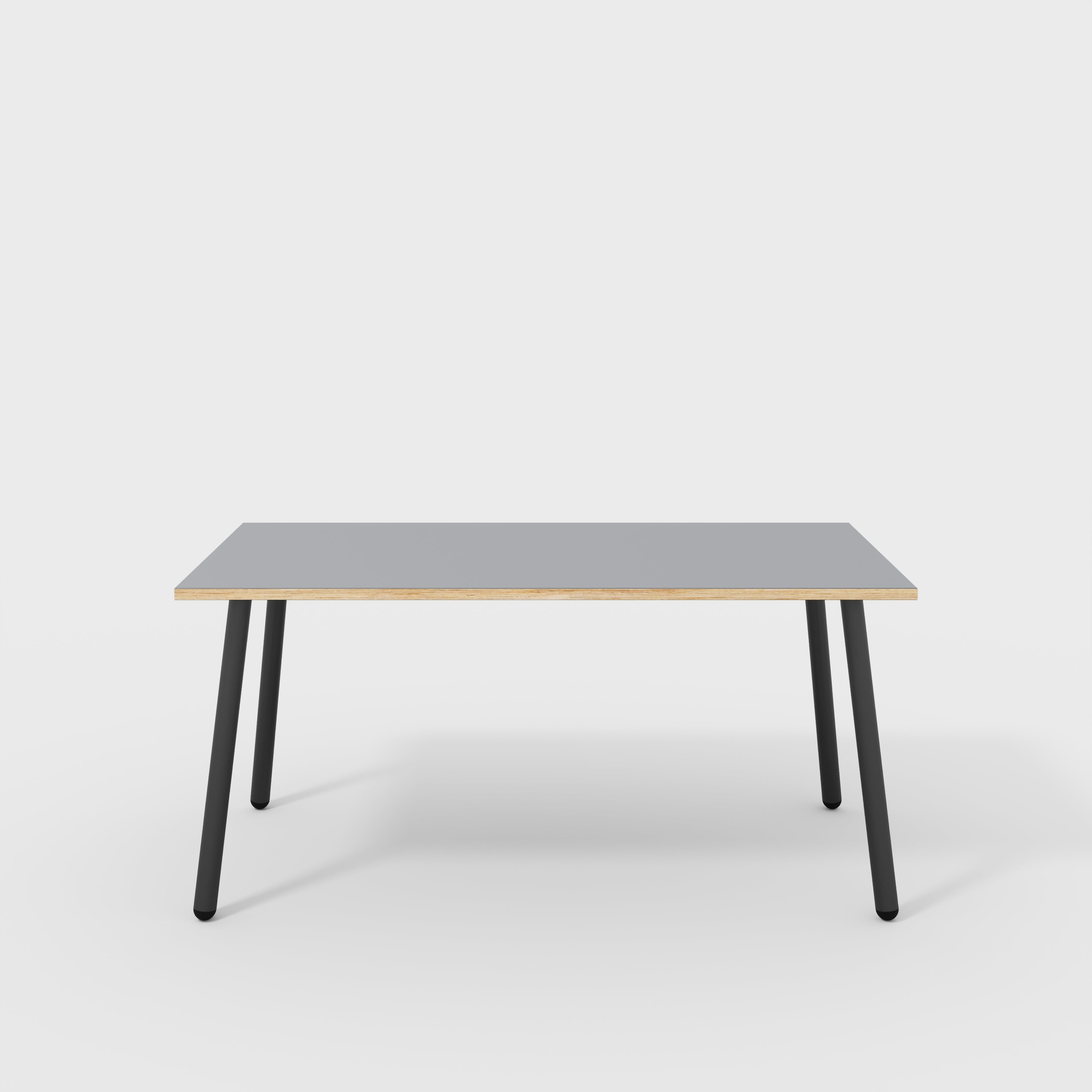 Desk with Black Round Single Pin Legs - Formica Tornado Grey - 1600(w) x 800(d) x 735(h)