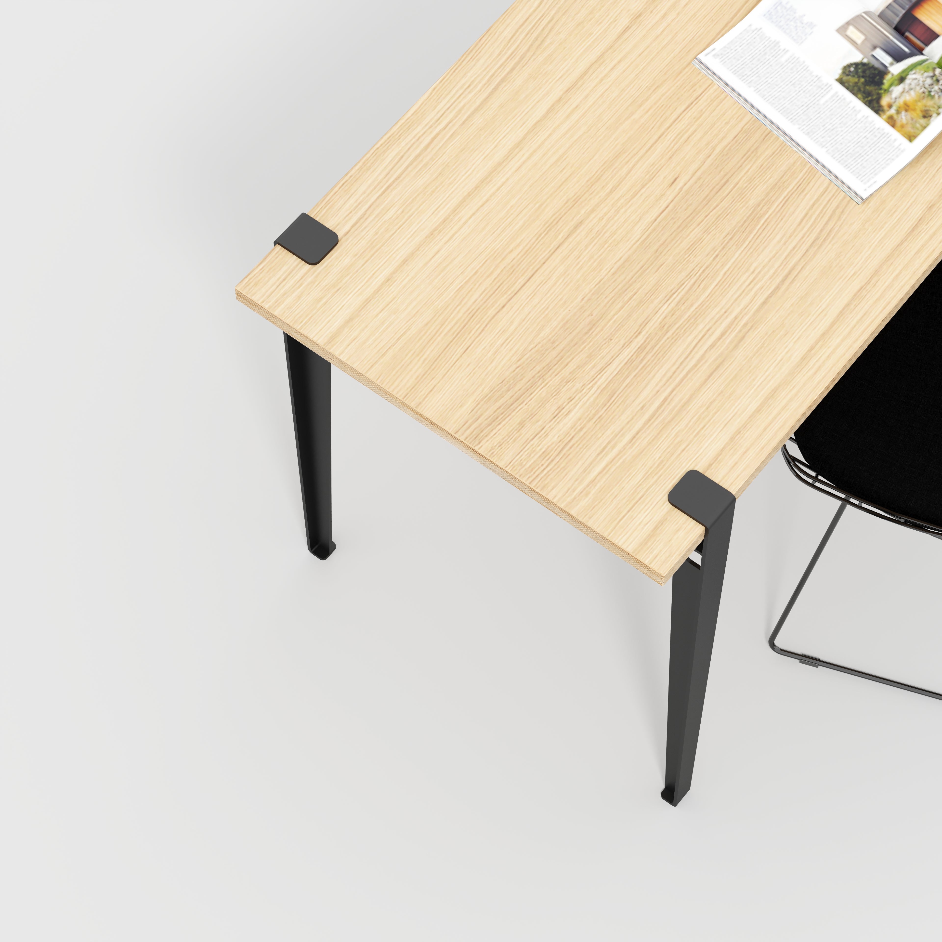 Desk with Black Tiptoe Legs - Plywood - Oak - 1200(w) x 600(d) x 750(h)