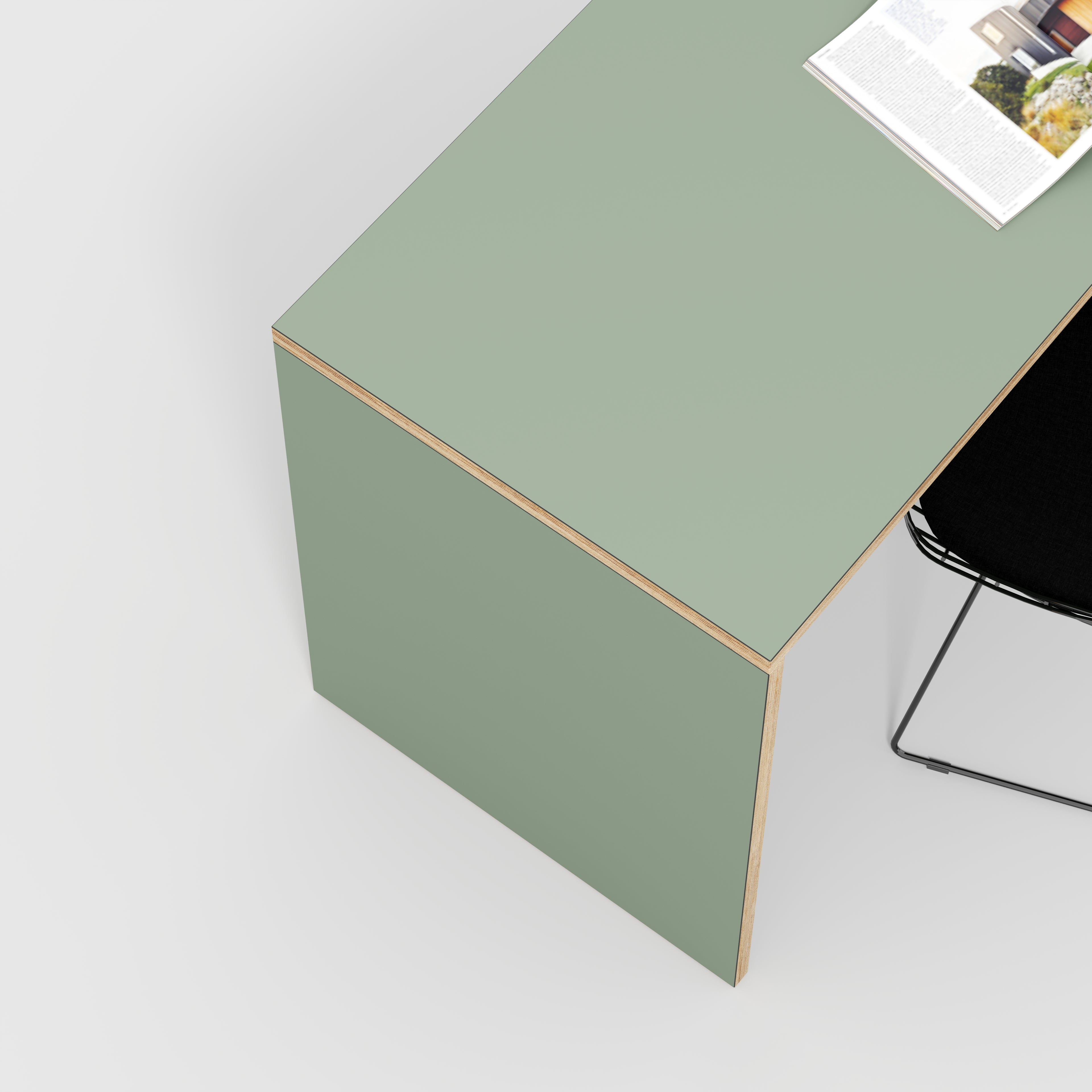 Desk with Solid Sides - Formica Green Slate - 1600(w) x 800(d) x 750(h)