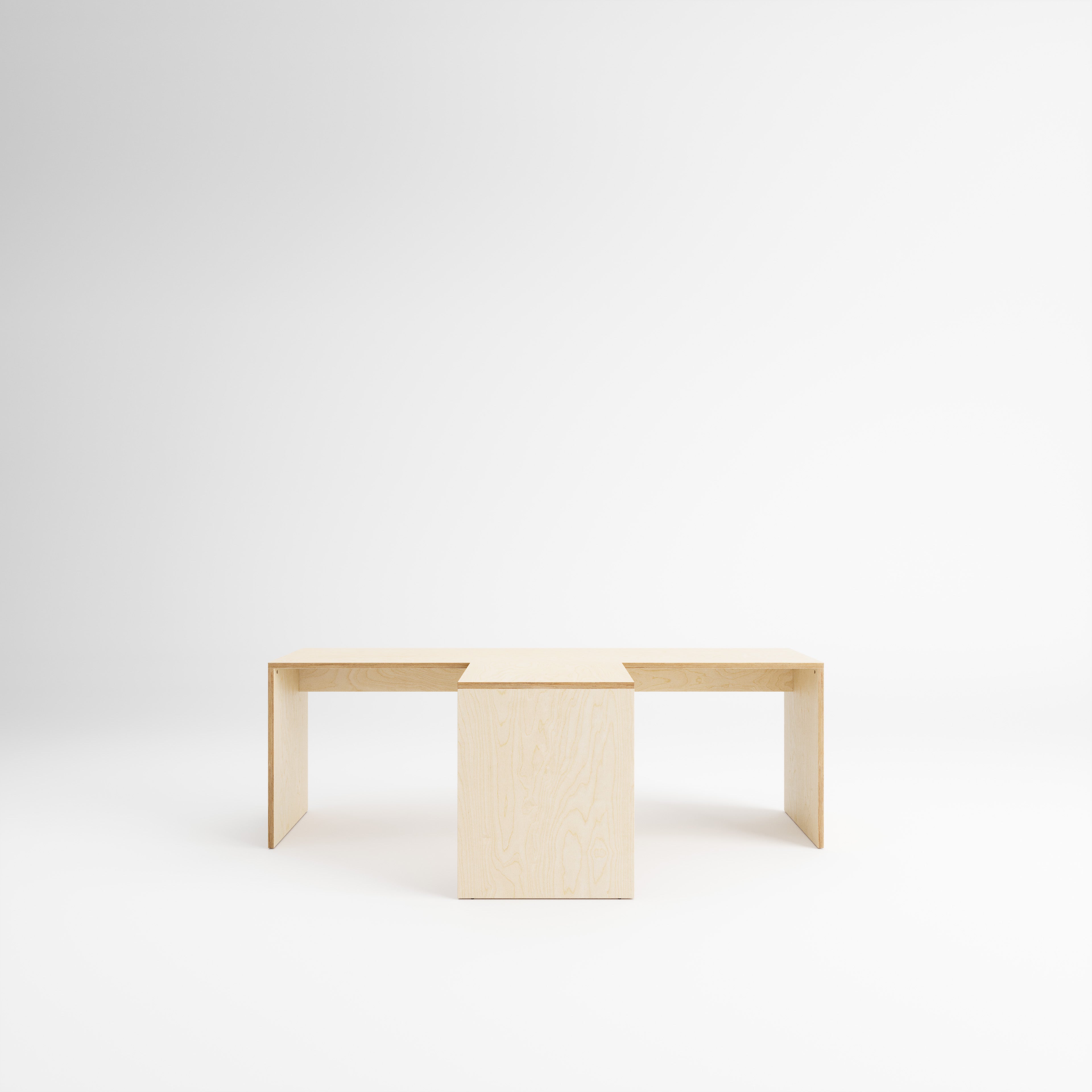 Custom Plywood T Shape Desk with Solid Sides